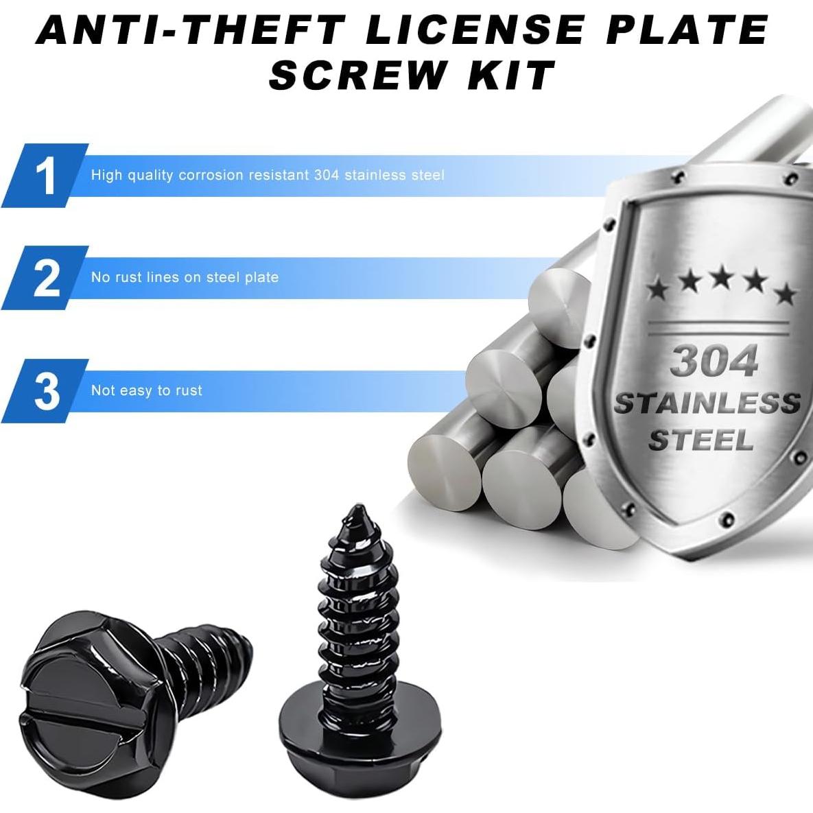 Tornillos Antirrobo para Placas de Matrícula MUQIDA - Acero Inoxidable