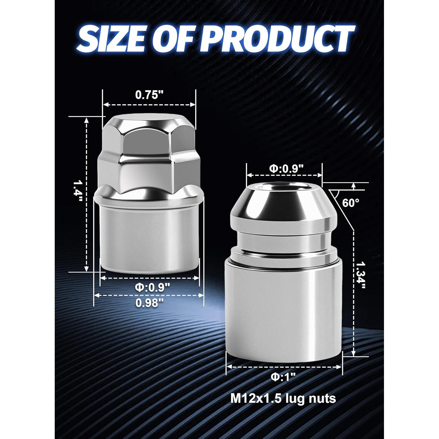 Tuercas de Llanta M12x1.5 SKCOAUTO Juego de 4 con Llave