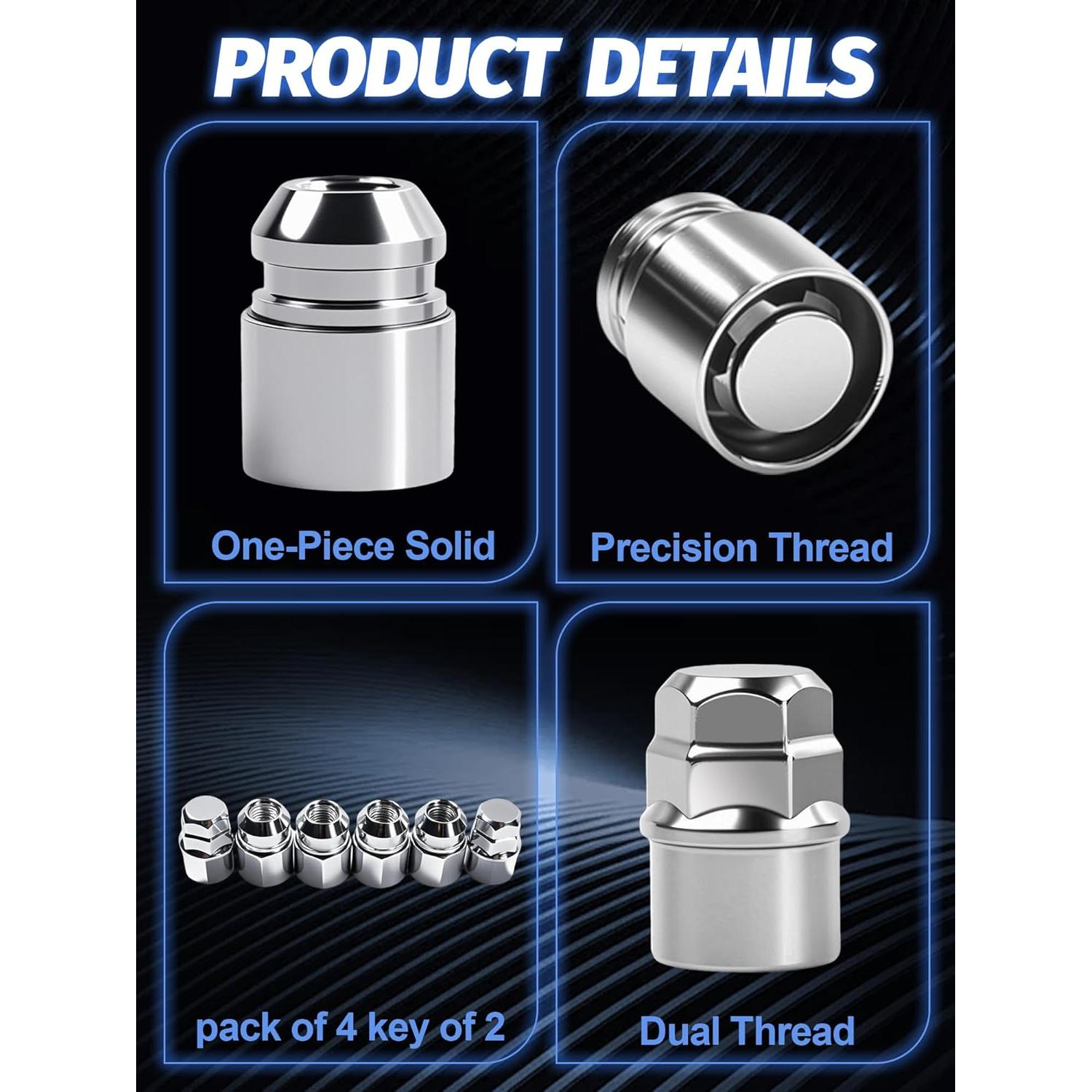 Tuercas de Llanta M12x1.5 SKCOAUTO Juego de 4 con Llave