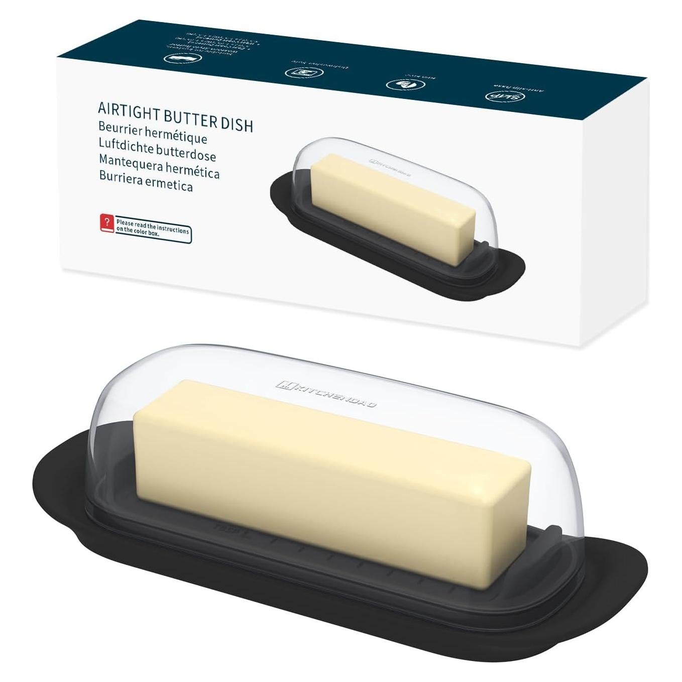Plato de Mantequilla Hermético KITCHENDAO 21.3x7.9cm Negro