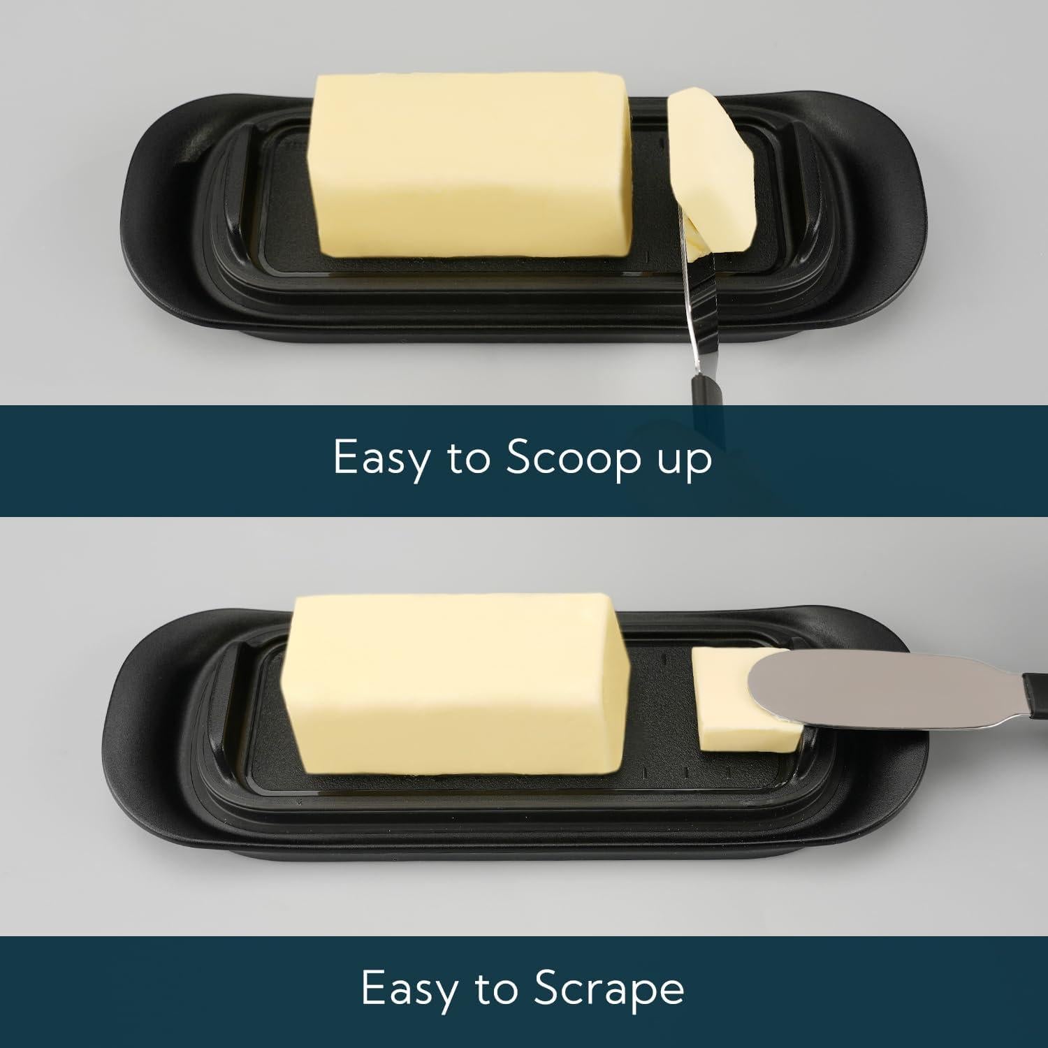 Plato de Mantequilla Hermético KITCHENDAO 21.3x7.9cm Negro