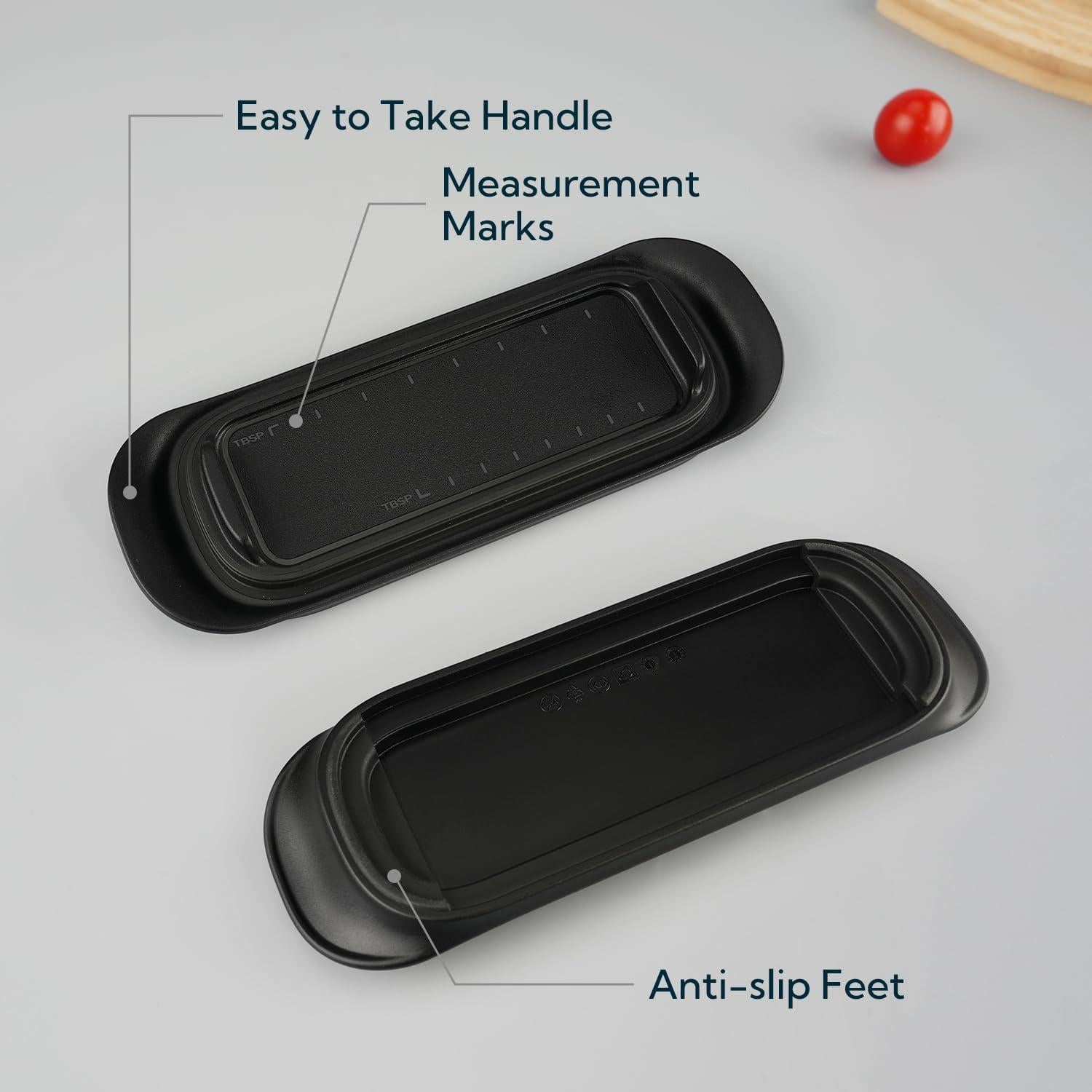 Plato de Mantequilla Hermético KITCHENDAO 21.3x7.9cm Negro