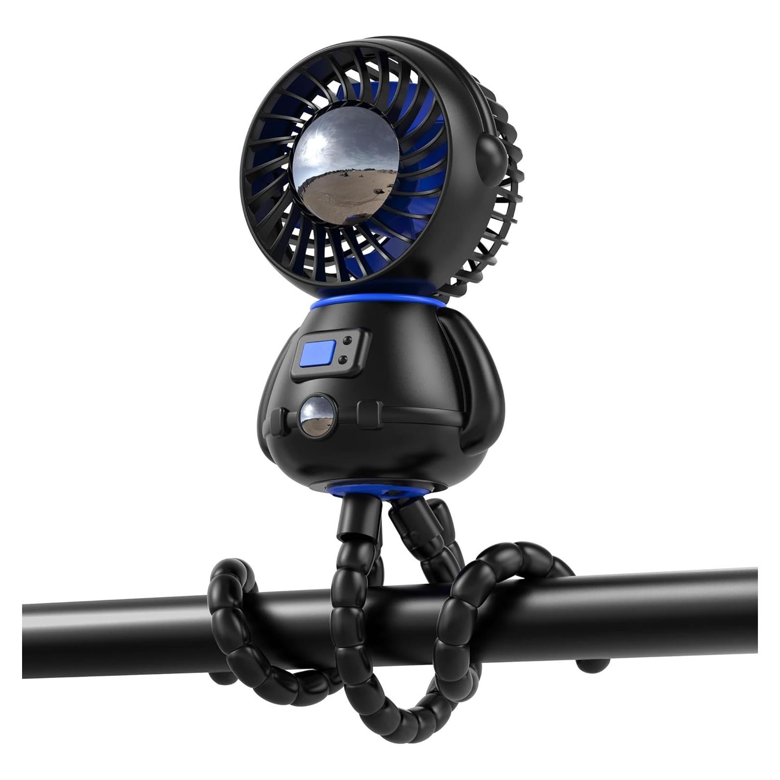 SLENPET Astronaut Portable Stroller Fan, Baby-Safe Clip-on with Detachable Flexible Tripod, Rechargeable Battery-Operated, 3-Speeds, 270° Rotation - Ideal for Car Seats, Cribs, Treadmills, Travel