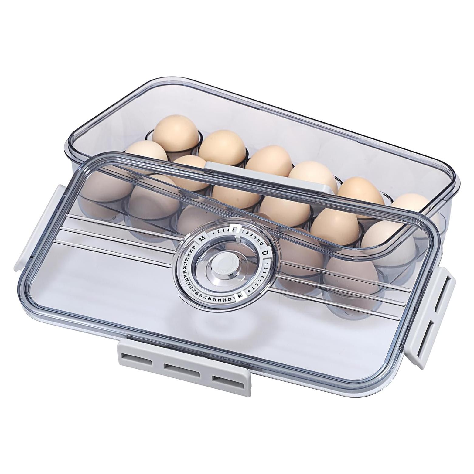 Soporte para Huevos BSTKEY 18 Huevos con Tapa y Escala de Tiempo