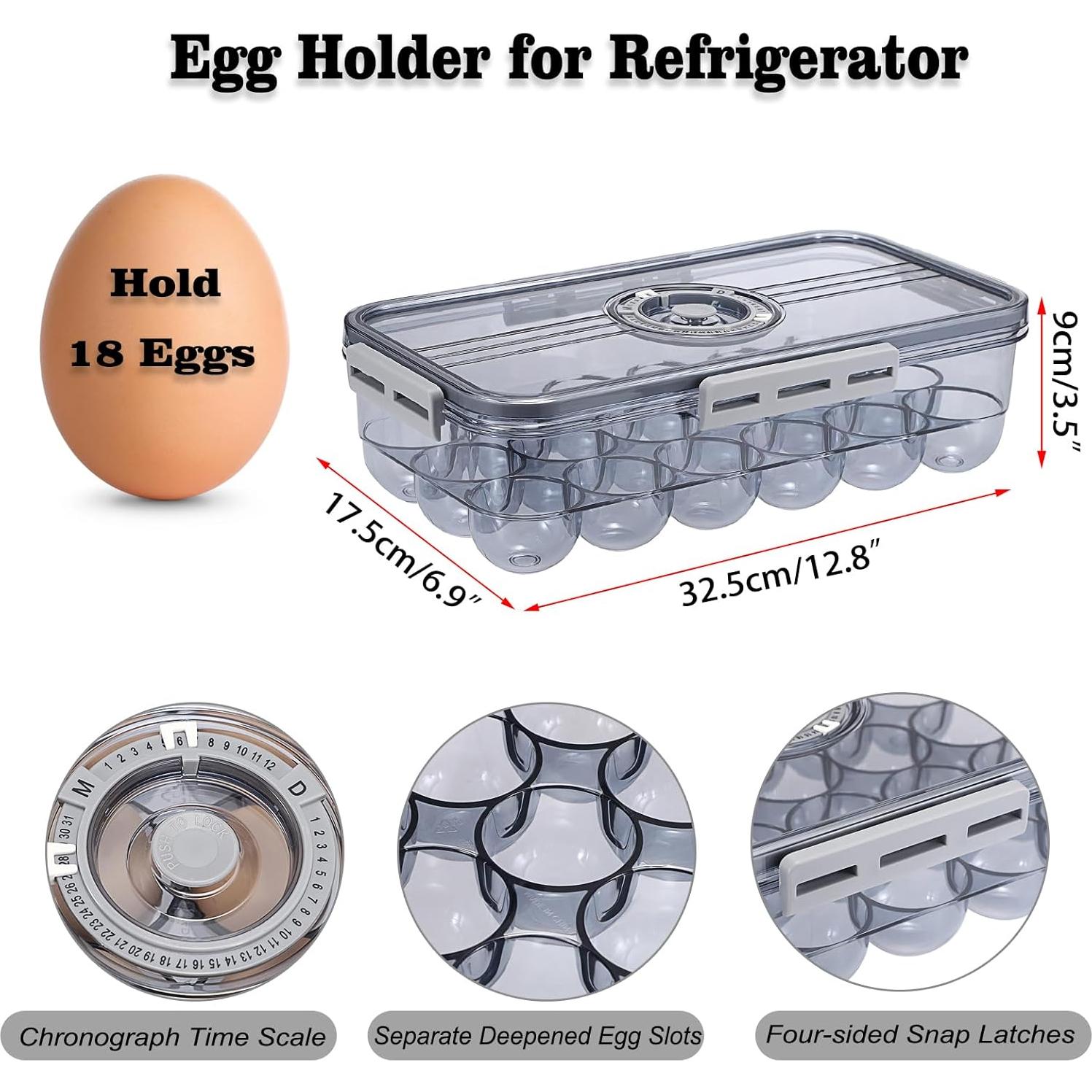 Soporte para Huevos BSTKEY 18 Huevos con Tapa y Escala de Tiempo