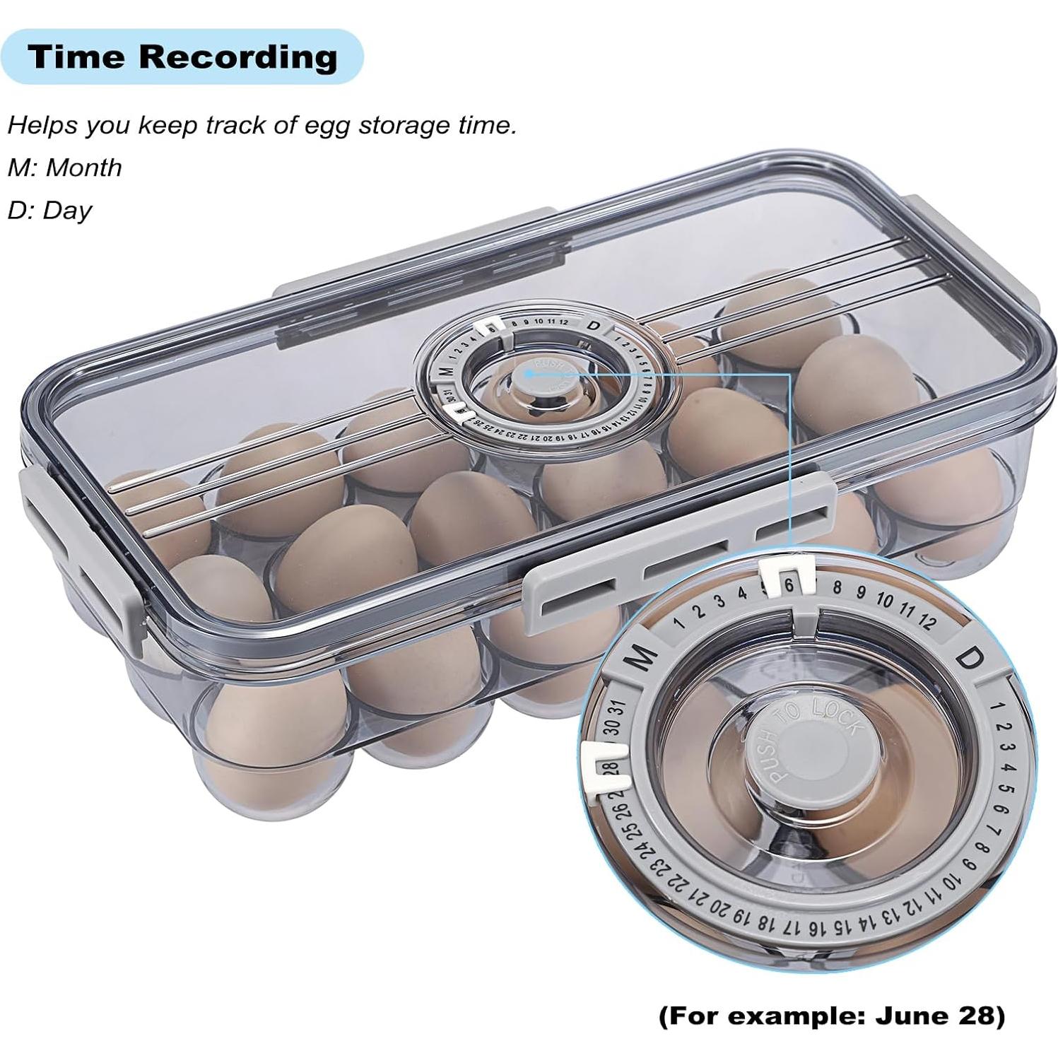 Soporte para Huevos BSTKEY 18 Huevos con Tapa y Escala de Tiempo