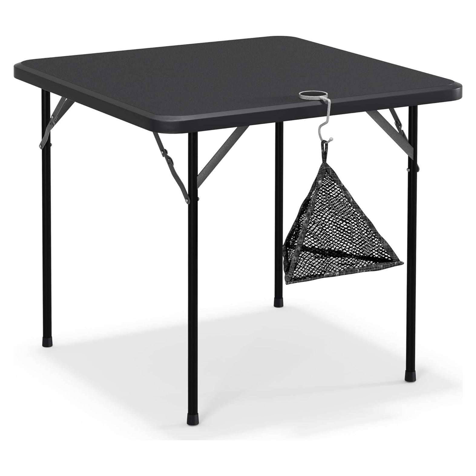 Mesa Plegable Cuadrada VECELO 88.9 cm Negra para 4 Personas