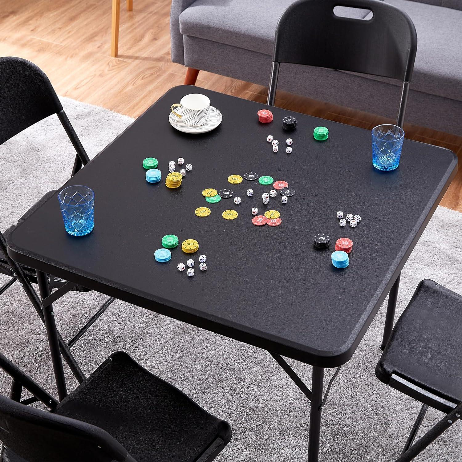 Mesa Plegable Cuadrada VECELO 88.9 cm Negra para 4 Personas