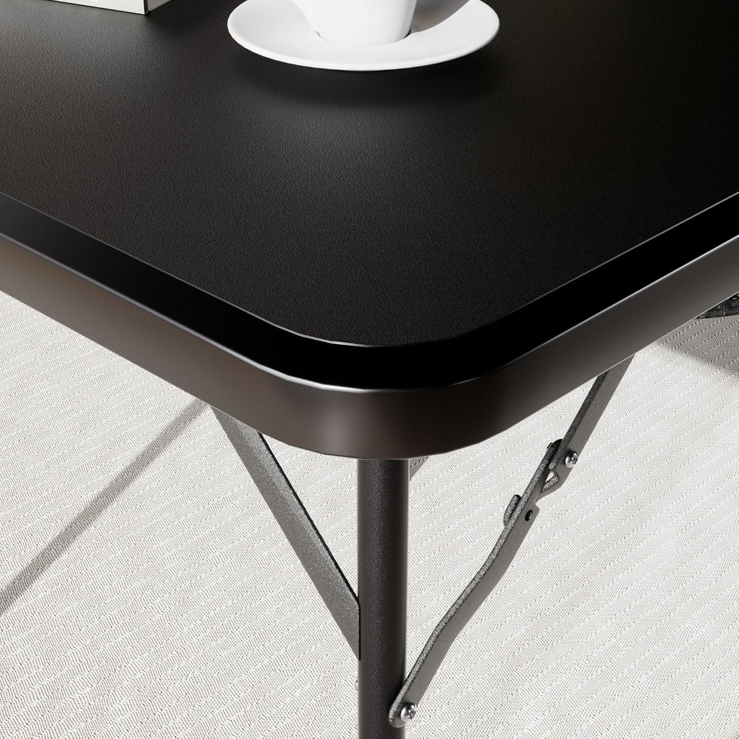 Mesa Plegable Cuadrada VECELO 88.9 cm Negra para 4 Personas