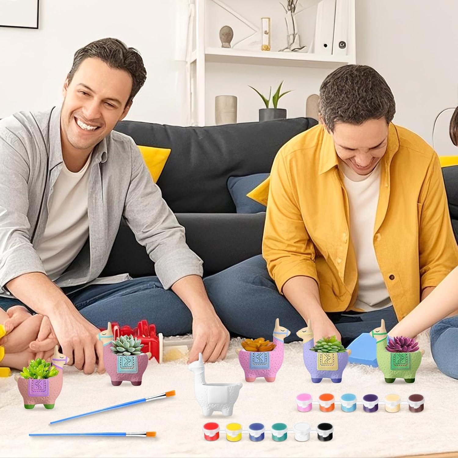 Kit de Manualidades Pasimy 6 Macetas Cerámicas Alpaca para Pintar