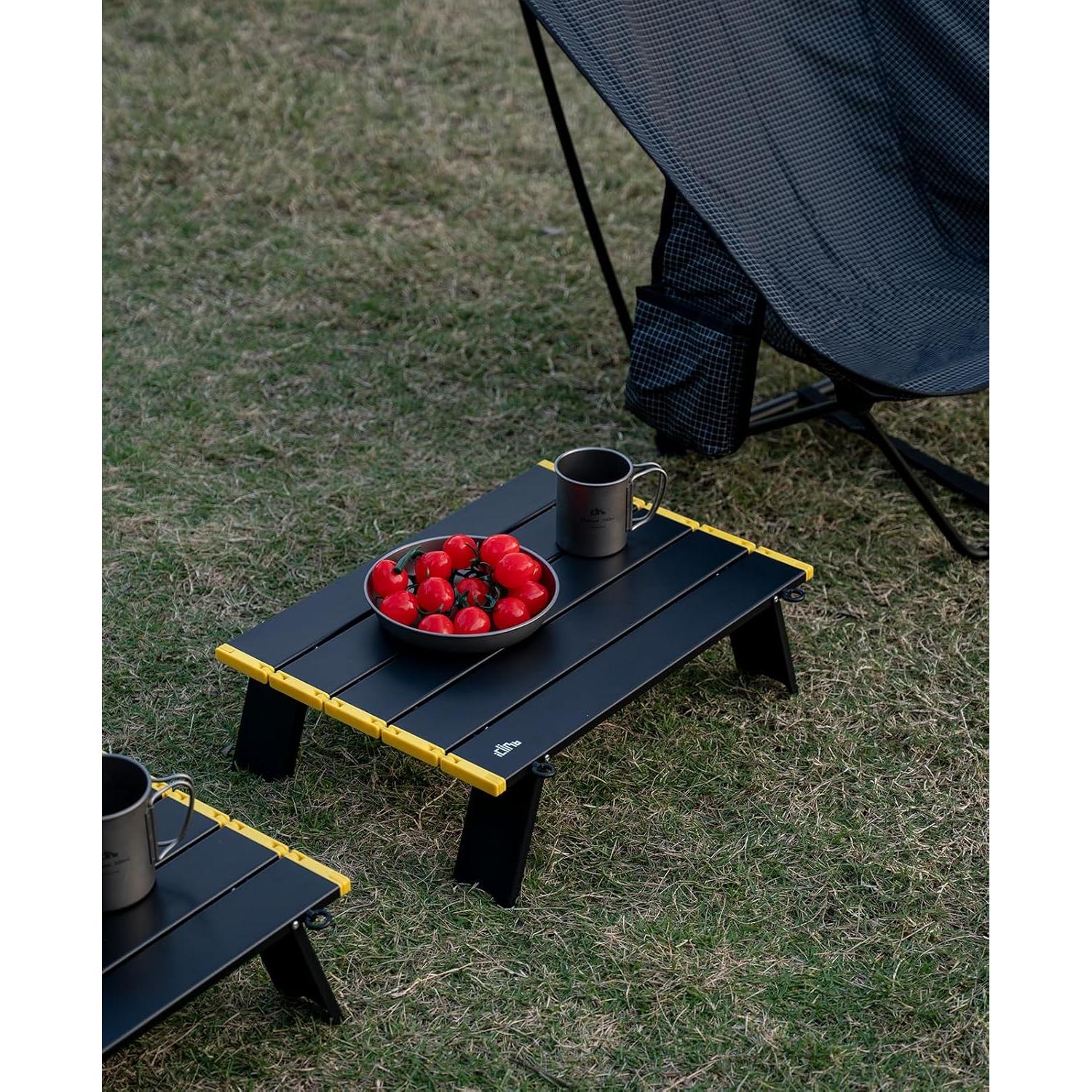 Mesa Plegable iClimb IC703707 Compacta de Aluminio Negra