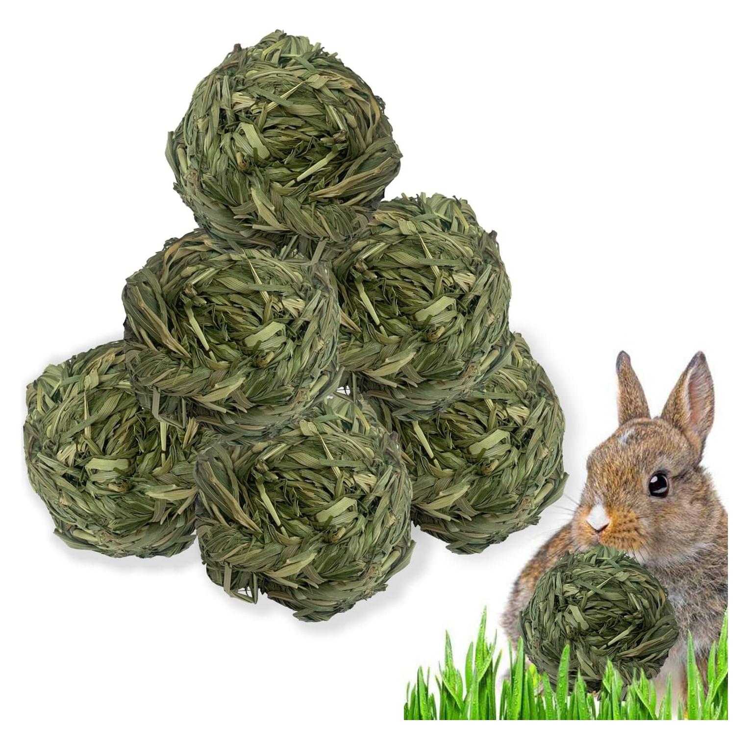 6 Bolas de Heno Timothy MUYG para Conejos y Hámsters 7.6 cm