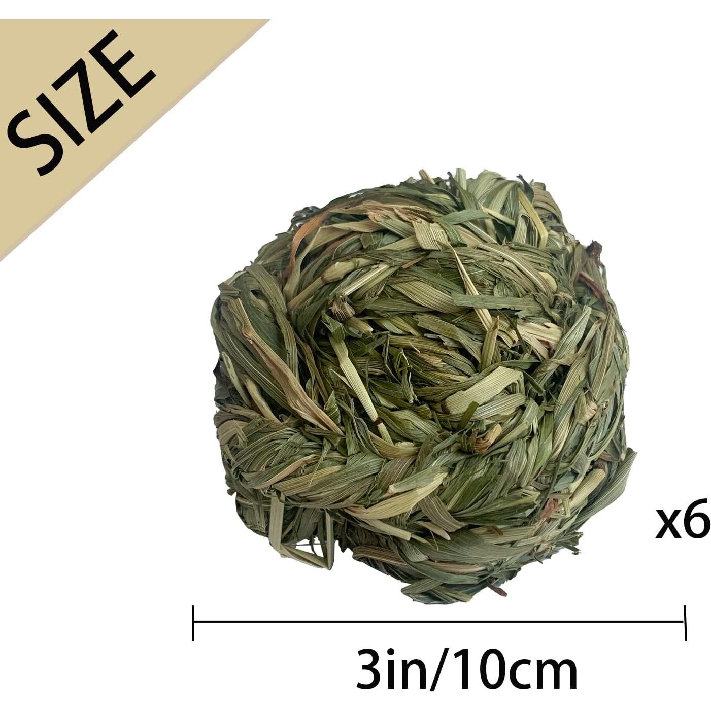 6 Bolas de Heno Timothy MUYG para Conejos y Hámsters 7.6 cm