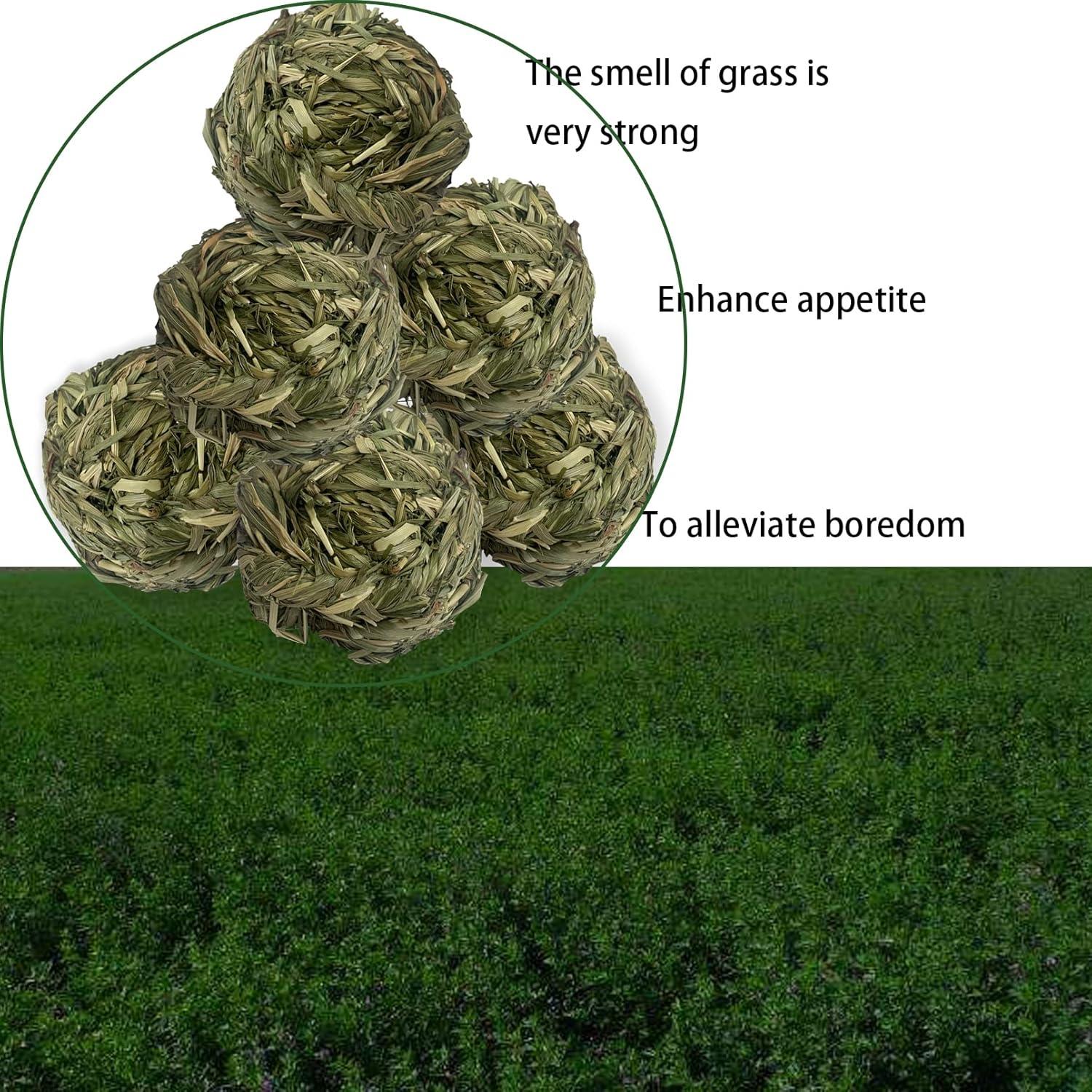 6 Bolas de Heno Timothy MUYG para Conejos y Hámsters 7.6 cm