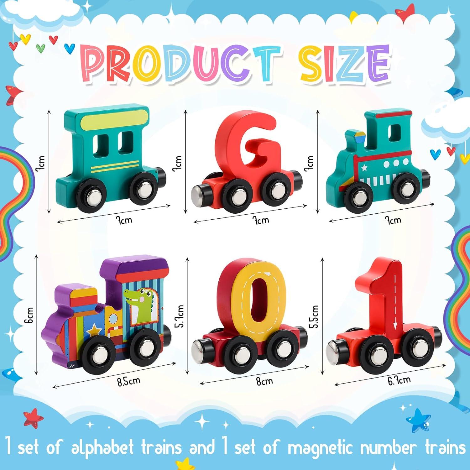 Juguetes de Tren Magnéticos de Madera Vinsot - 2 Juegos Educativos