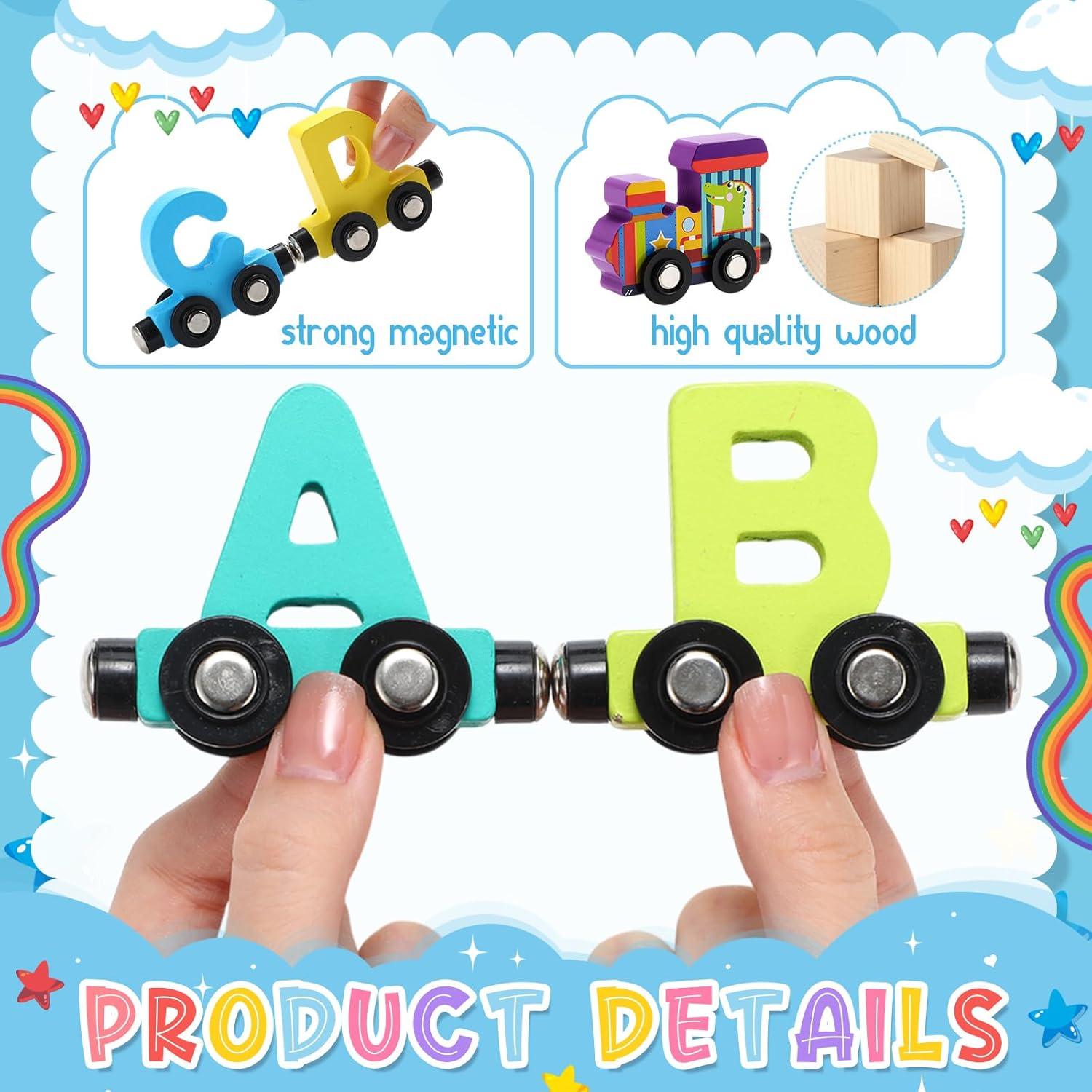 Juguetes de Tren Magnéticos de Madera Vinsot - 2 Juegos Educativos