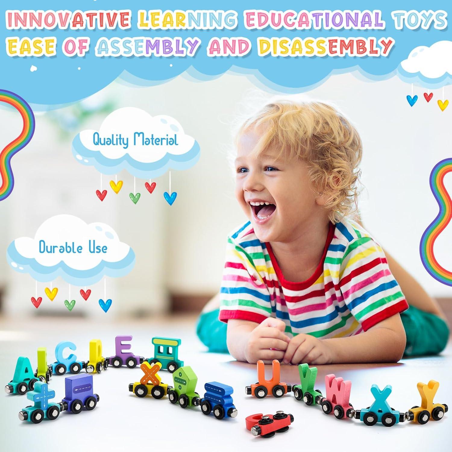 Juguetes de Tren Magnéticos de Madera Vinsot - 2 Juegos Educativos