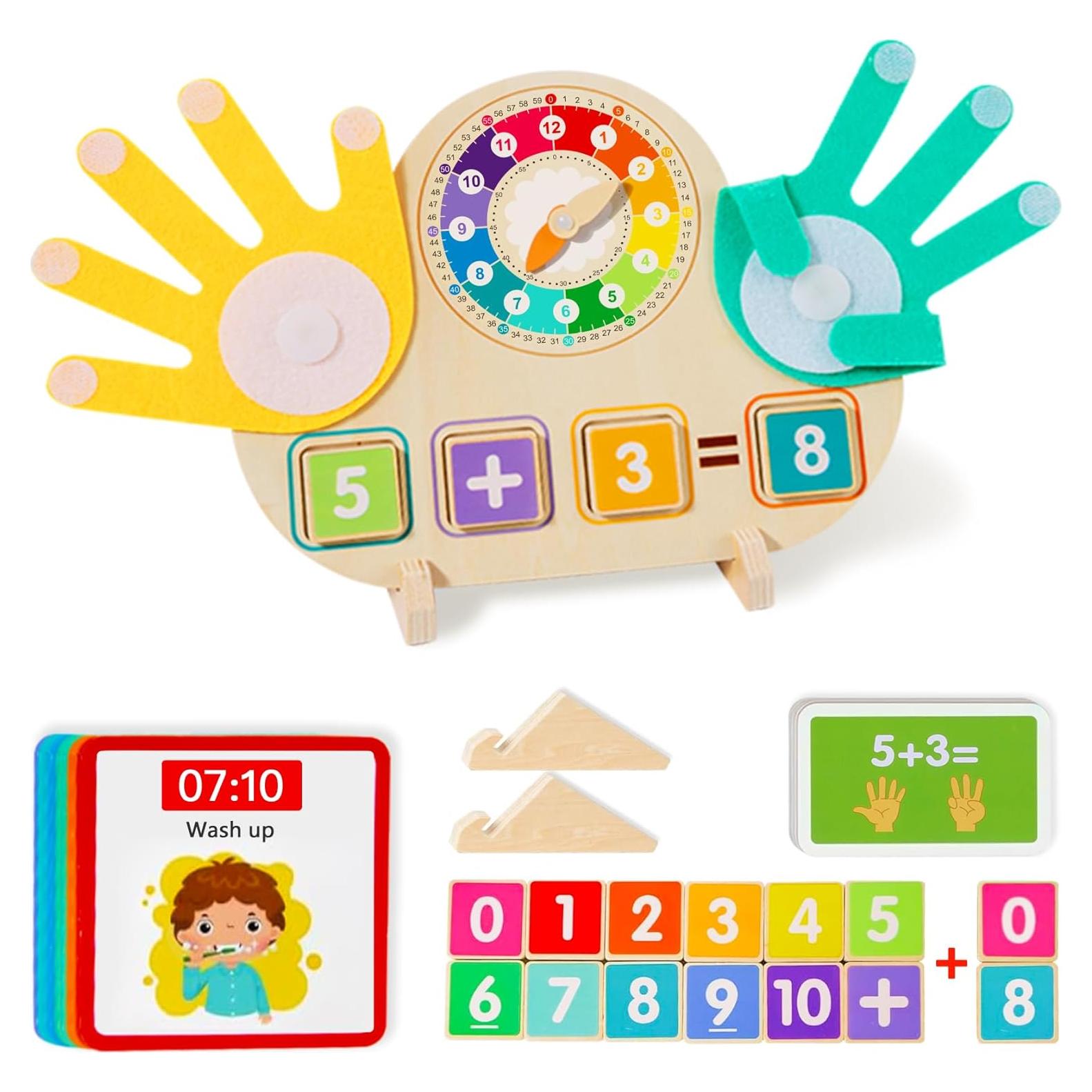 Juguetes Educativos Matemáticos 2 en 1 - Bloques y Reloj Montessori