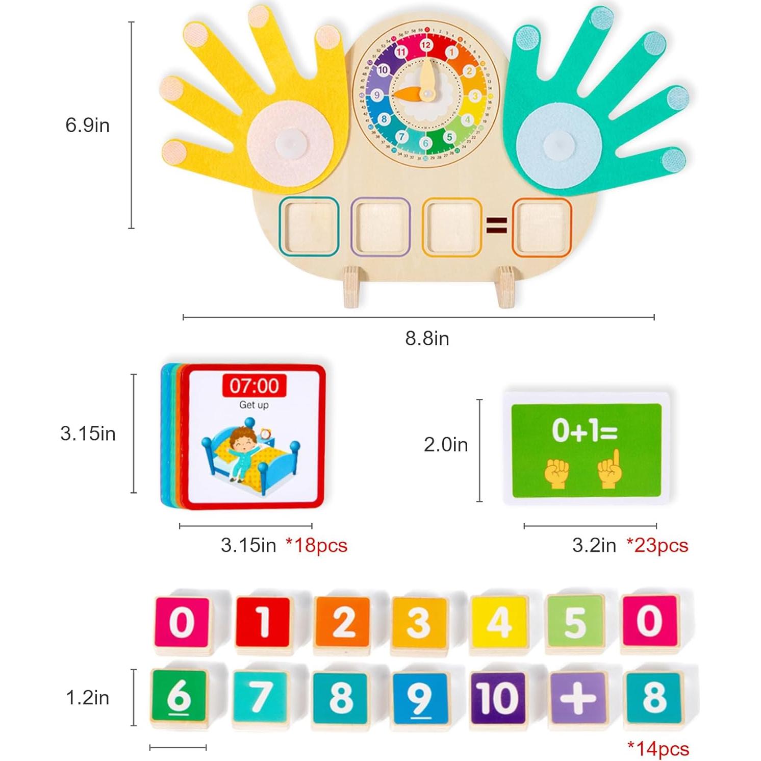 Juguetes Educativos Matemáticos 2 en 1 - Bloques y Reloj Montessori