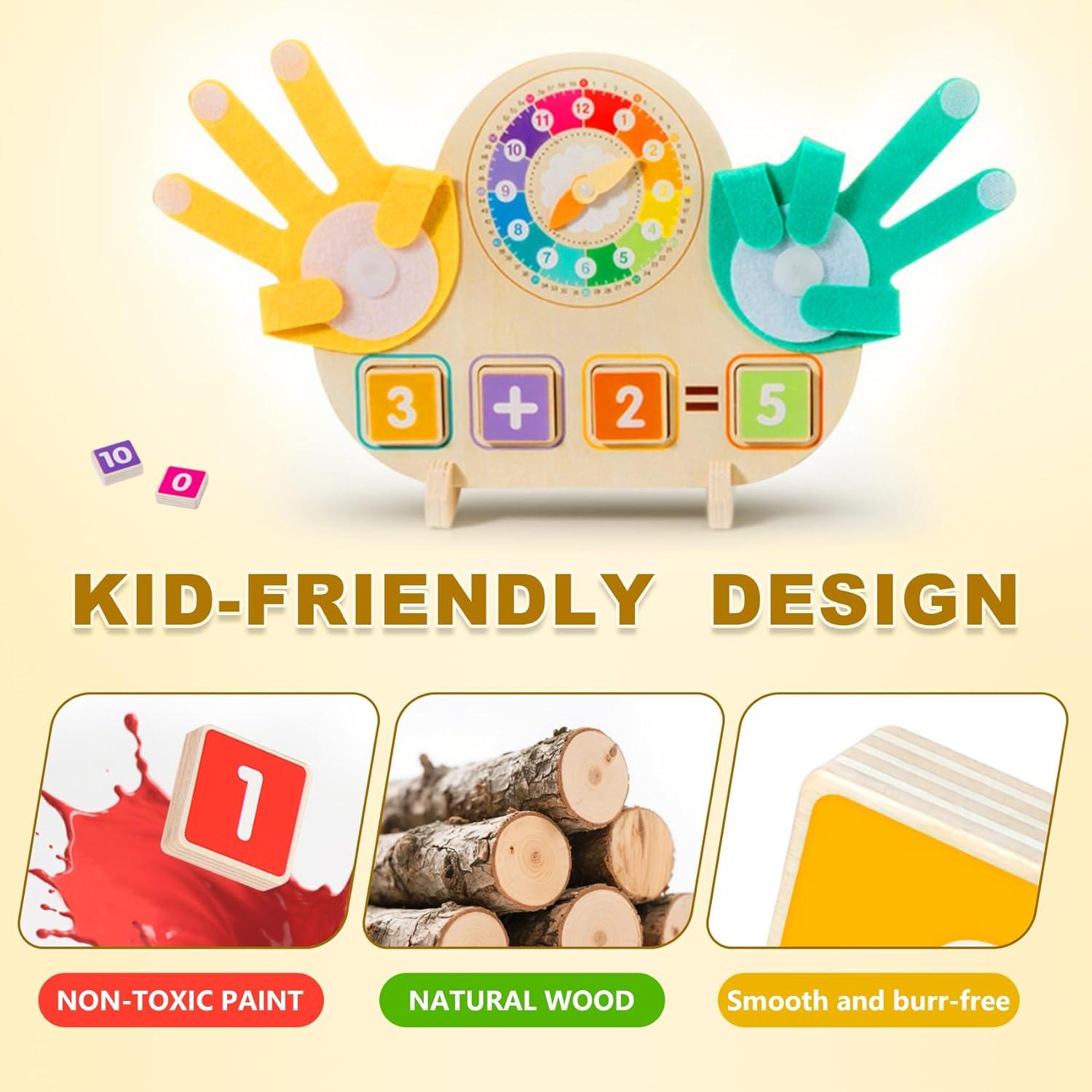 Juguetes Educativos Matemáticos 2 en 1 - Bloques y Reloj Montessori