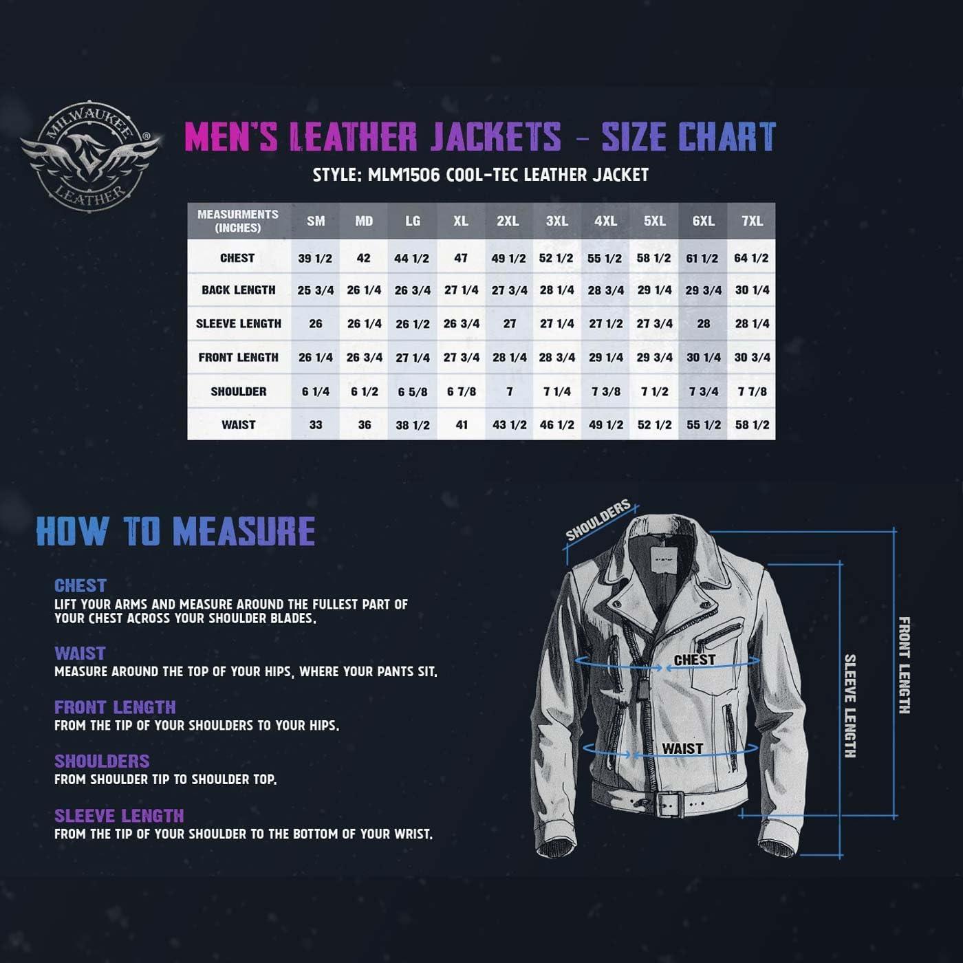 Chaqueta de motocicleta de cuero negro Milwaukee Leather MLM1506