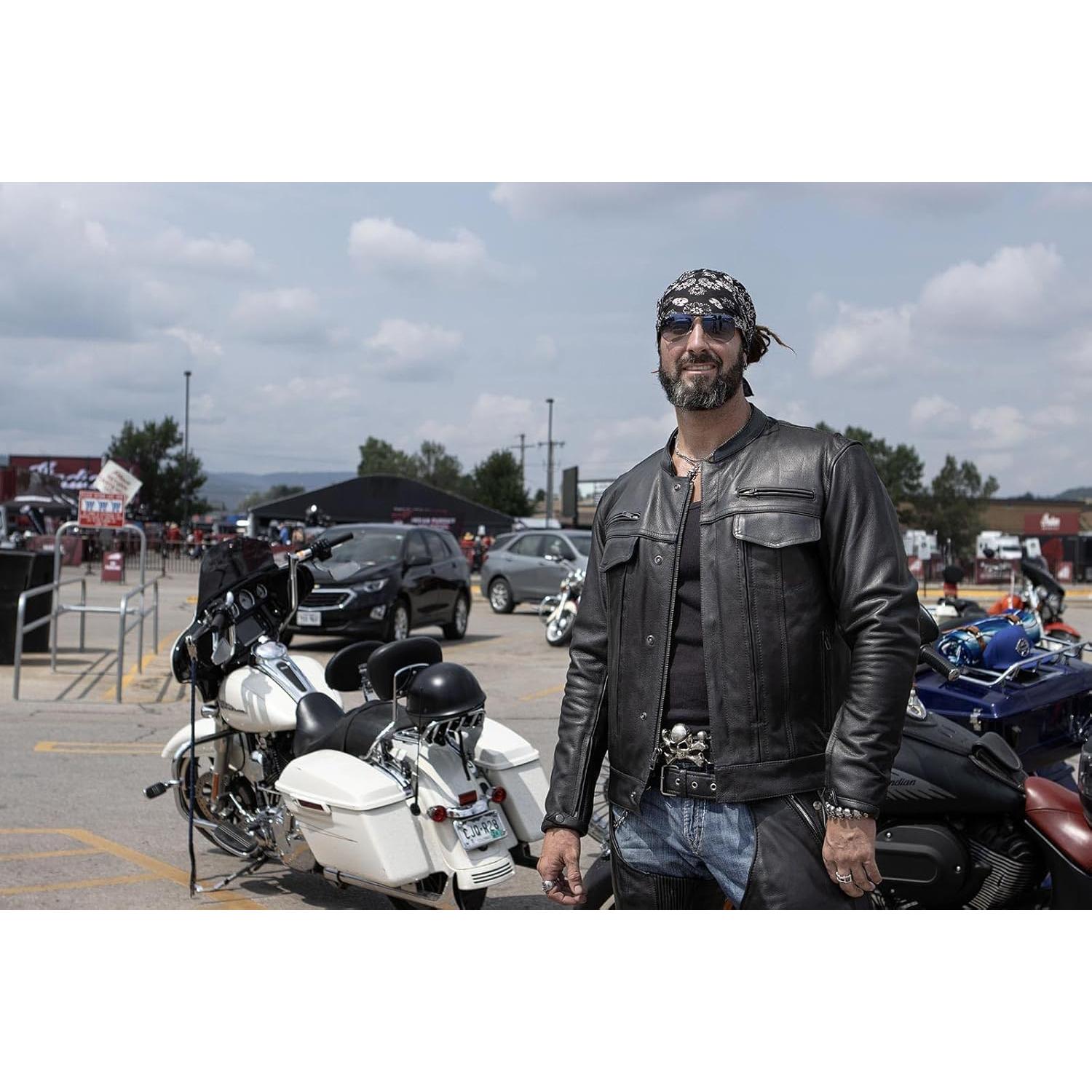 Chaqueta de motocicleta de cuero negro Milwaukee Leather MLM1506