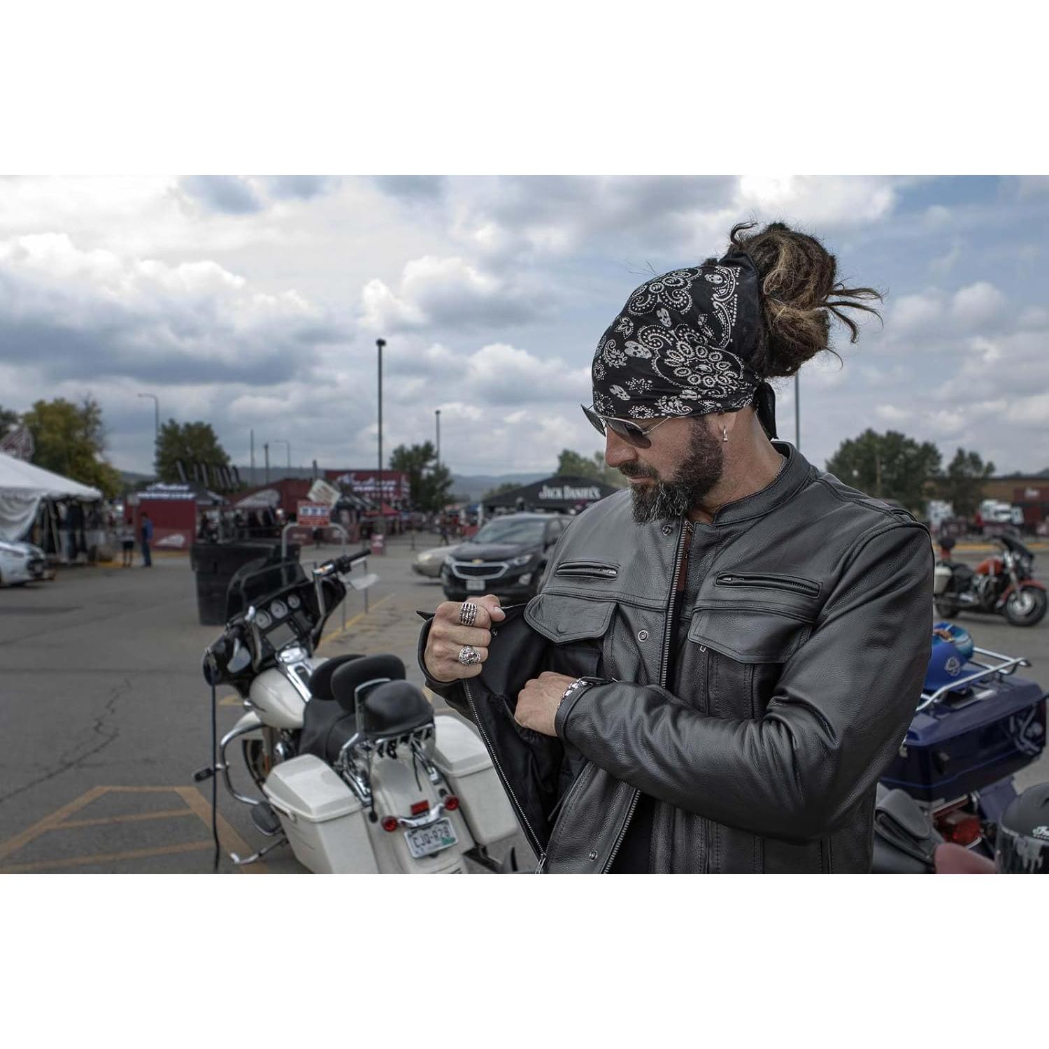 Chaqueta de motocicleta de cuero negro Milwaukee Leather MLM1506