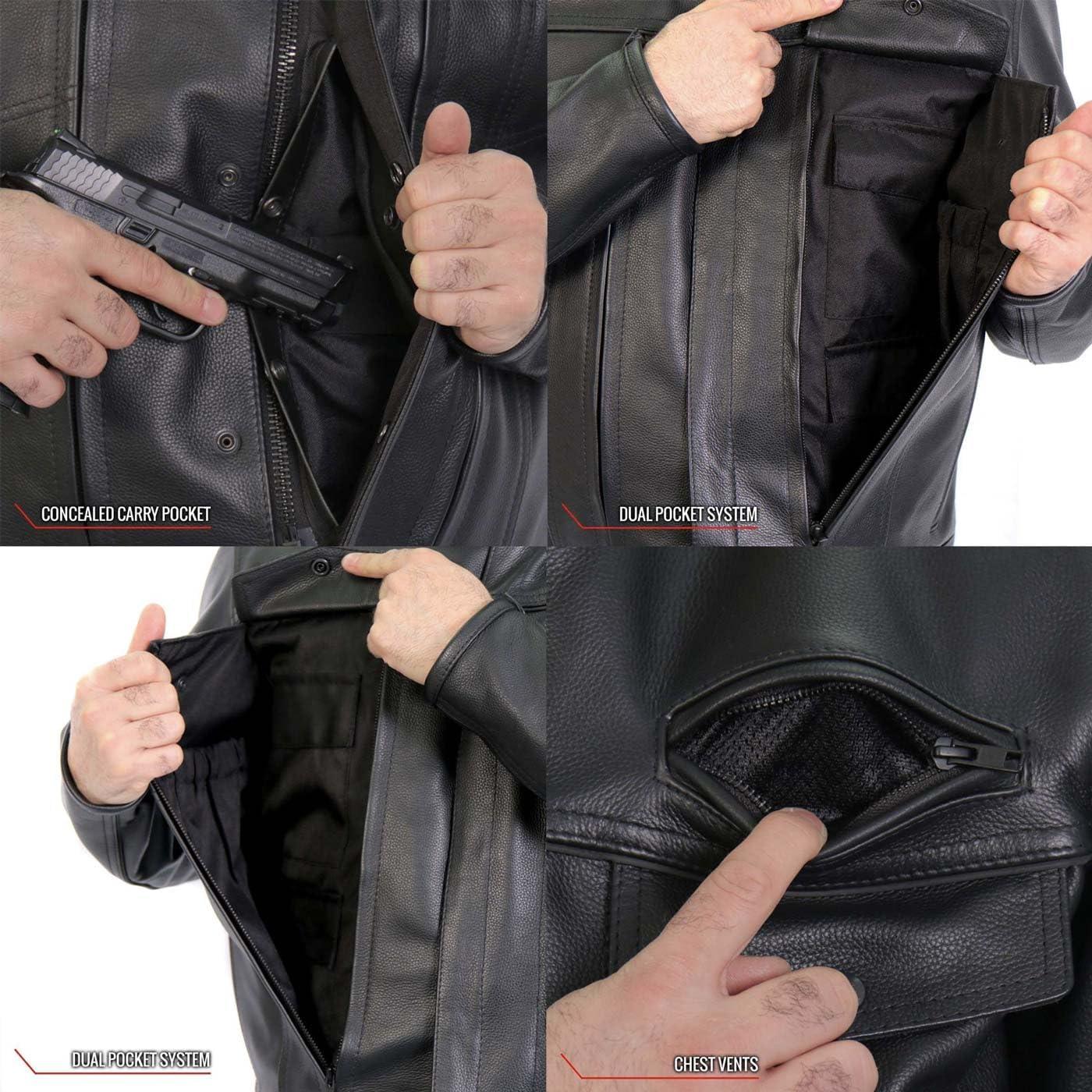 Chaqueta de motocicleta de cuero negro Milwaukee Leather MLM1506