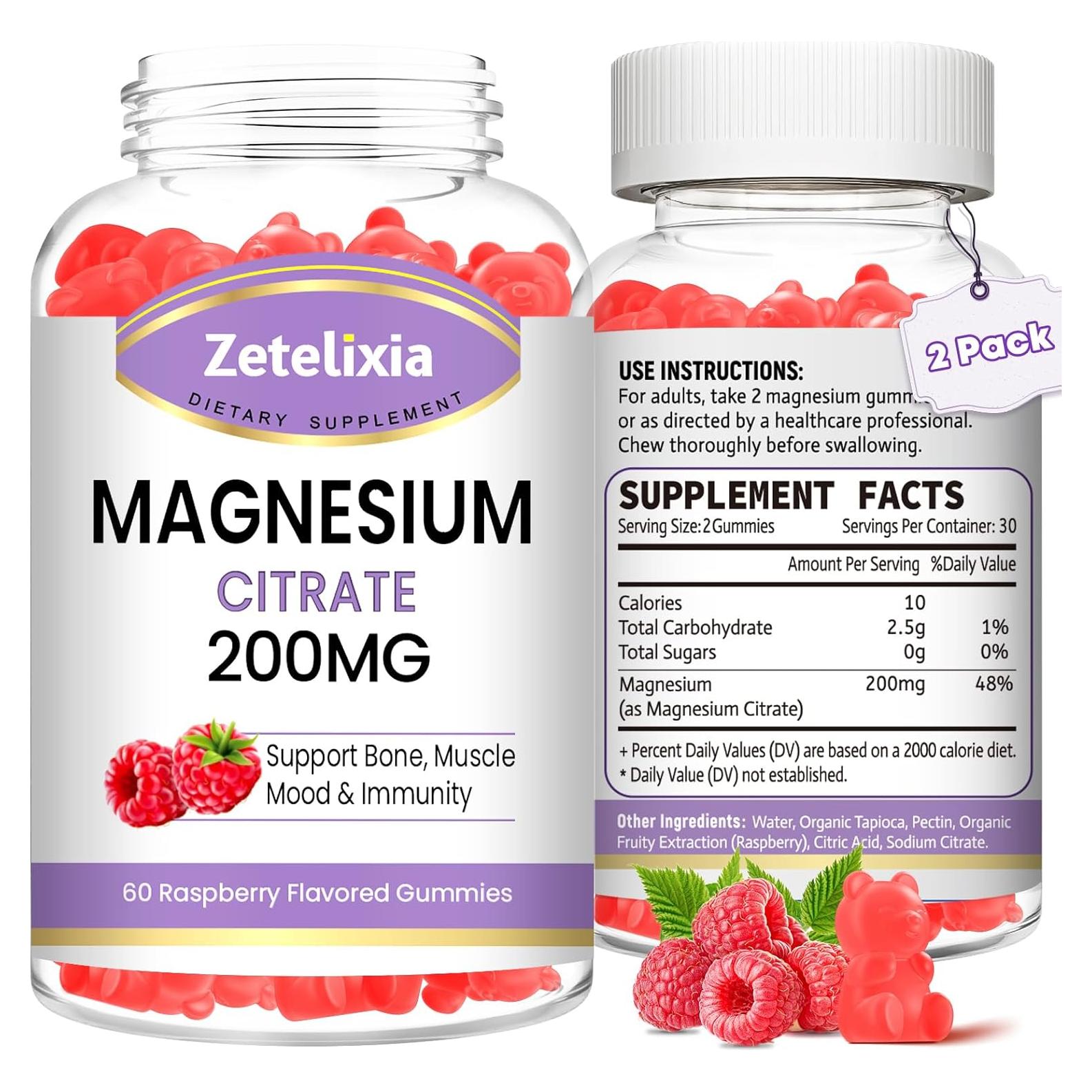 Gomitas de Citrato de Magnesio Zetelixia 120 Unidades Sabor Frambuesa
