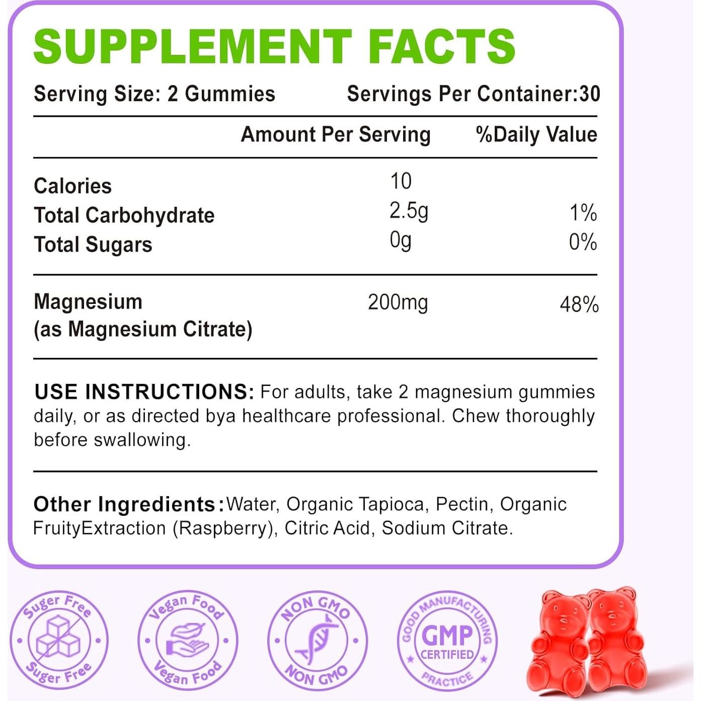 Gomitas de Citrato de Magnesio Zetelixia 120 Unidades Sabor Frambuesa