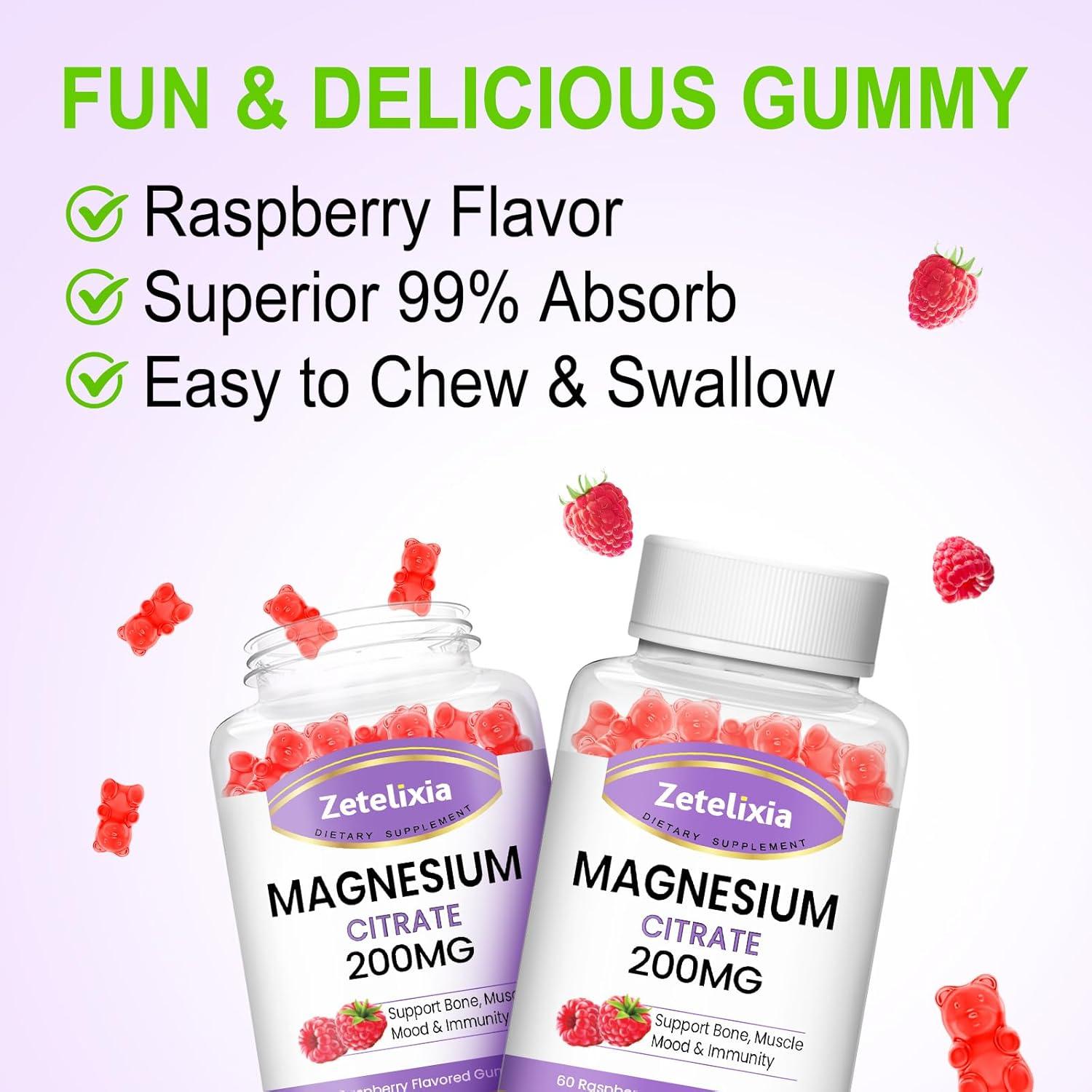 Gomitas de Citrato de Magnesio Zetelixia 120 Unidades Sabor Frambuesa