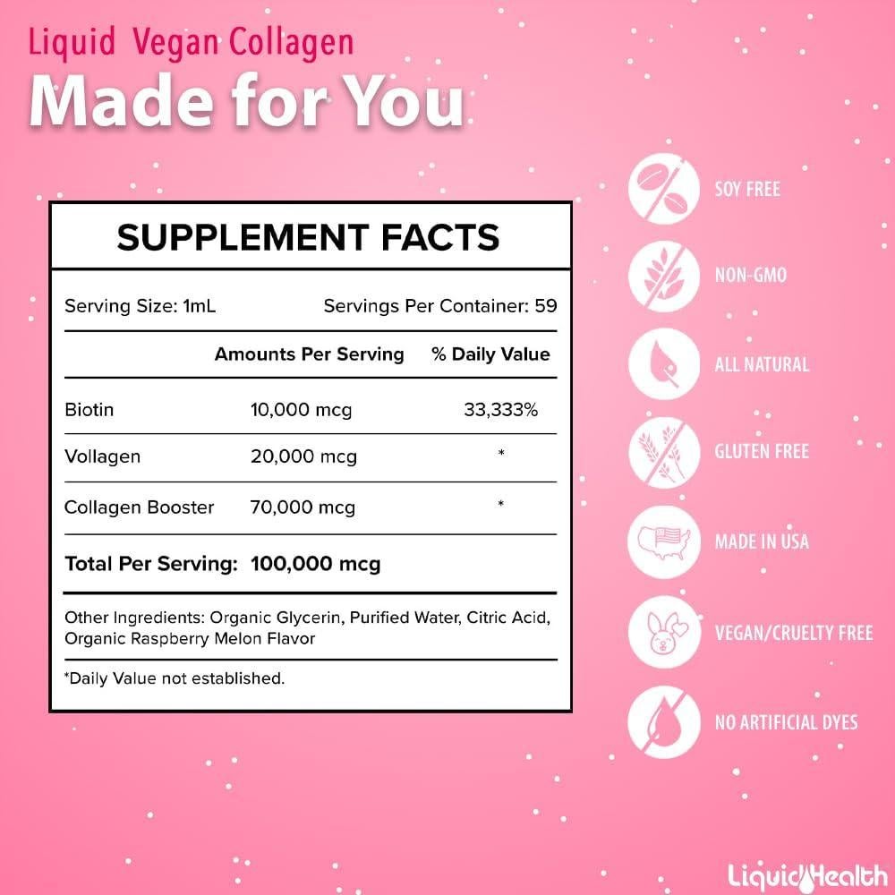 Colágeno Líquido Vegano Liquid Health 59.15 ml - Biotina