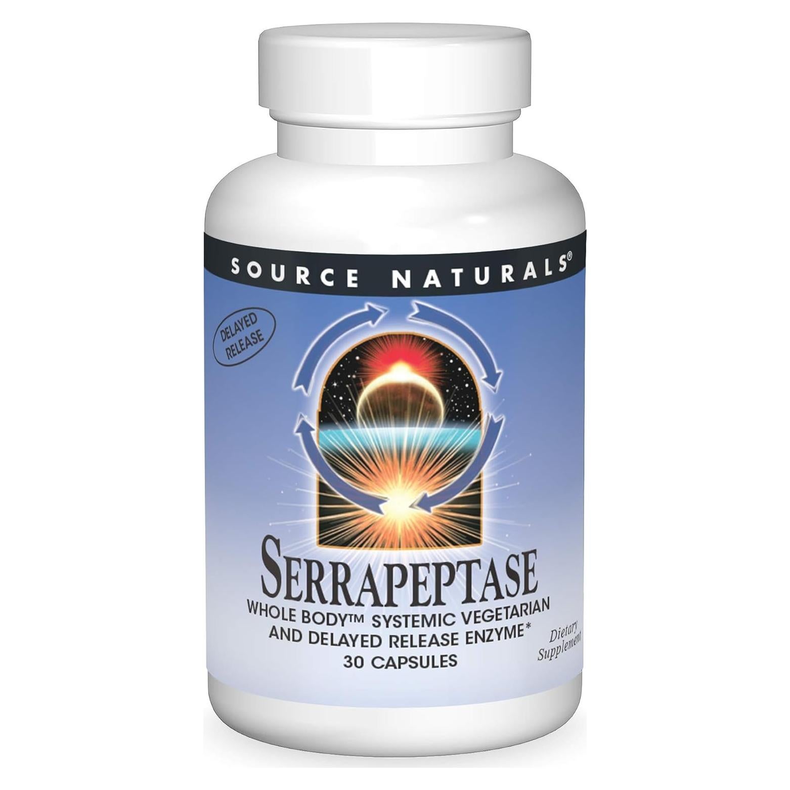 Serrapeptasa Source Naturals - 30 Cápsulas Vegetarianas