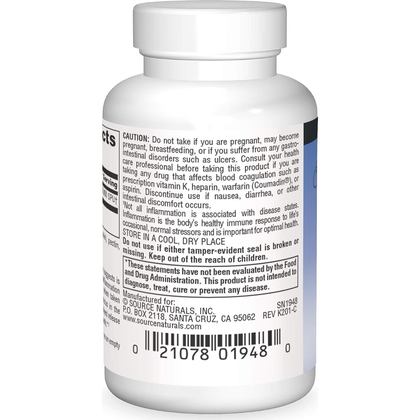 Serrapeptasa Source Naturals - 30 Cápsulas Vegetarianas