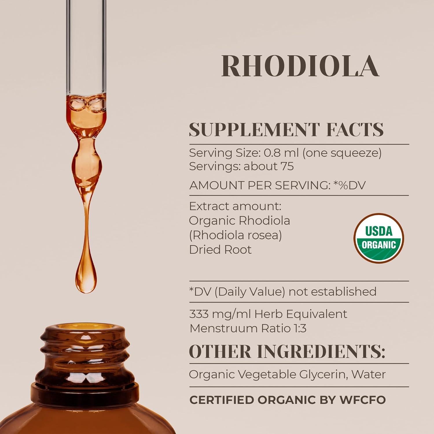 Rhodiola Orgánica USDA 59 ml | Extracto Sin Alcohol Garden Organics