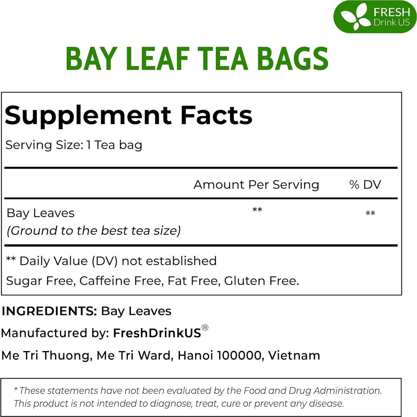 Té de Hojas de Laurel FreshDrinkUS 105 Bolsitas 100% Natural