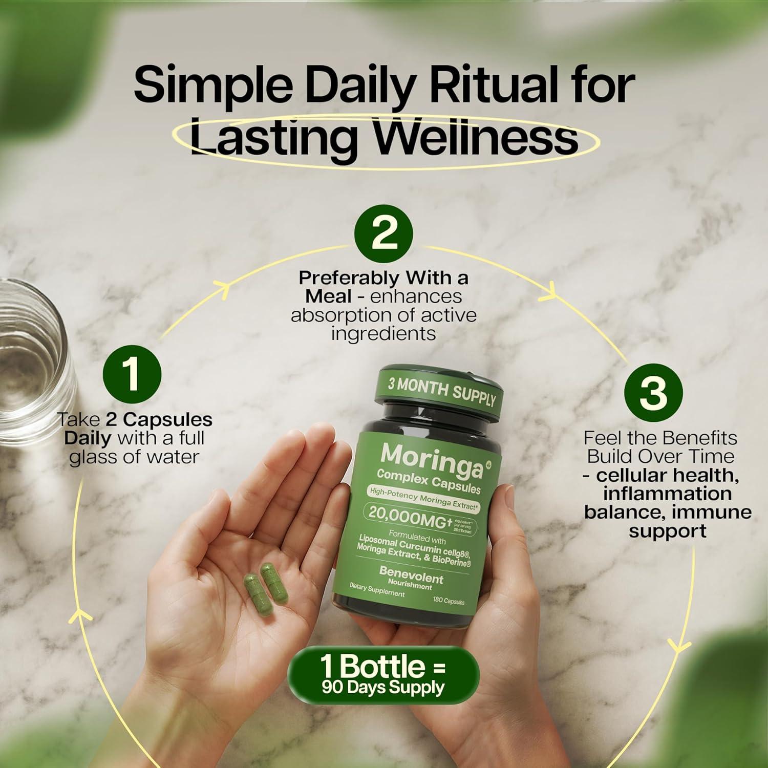 Cápsulas de Moringa Benevolente 180 Unidades - Alta Potencia 20:1