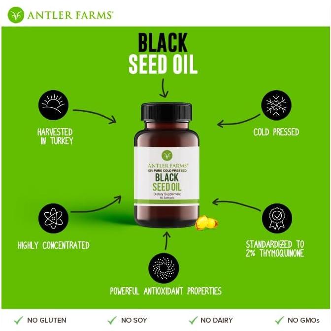 Cápsulas de Gel Suave Antler Farms Aceite Semilla Negra 60u