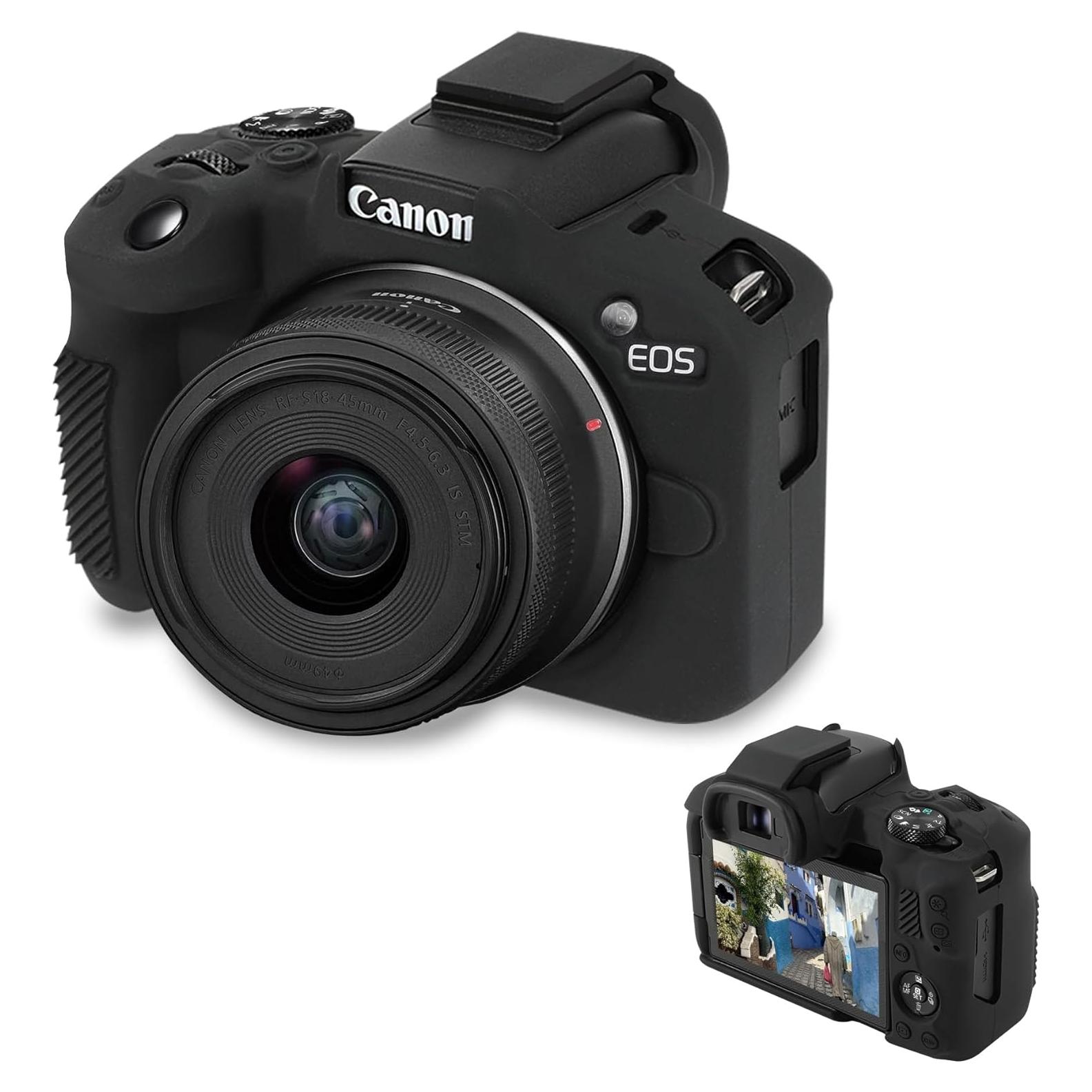 Funda de Silicona Suave Elonbo para Cámara Sin Espejo Canon EOS R50 - Negra