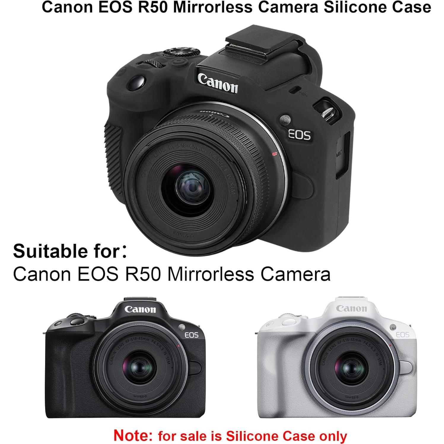 Funda de Silicona Suave Elonbo para Cámara Sin Espejo Canon EOS R50 - Negra