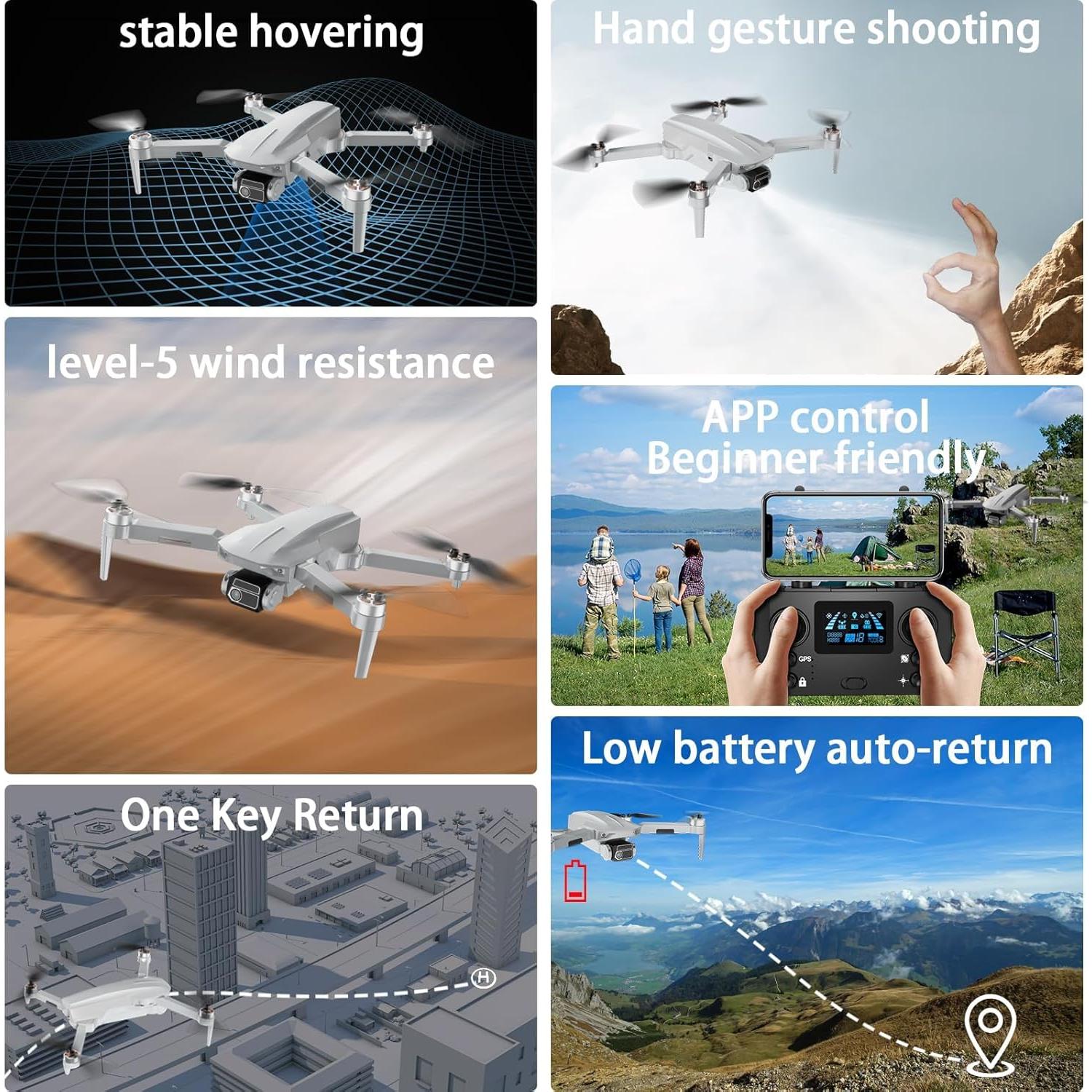 Dron GPS Plegable HHD 4K con Cámara y 52 Min de Vuelo