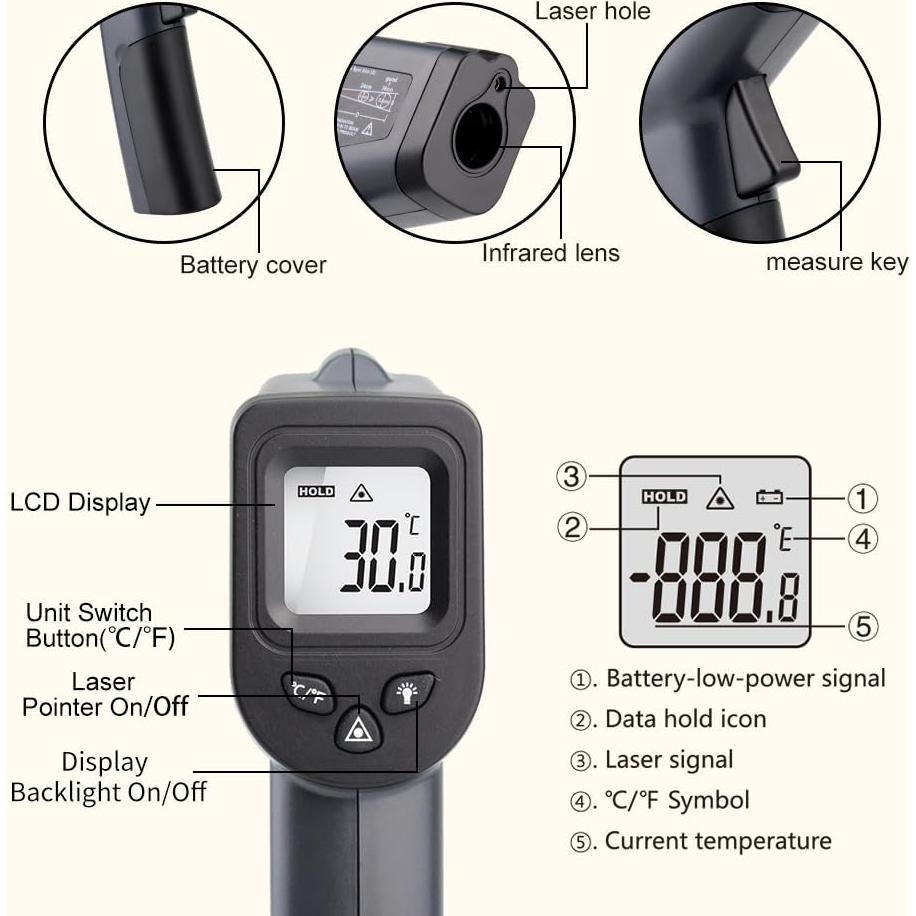 Termómetro Infrarrojo Kaemeasu KM-380 -50 a 380°C Preciso