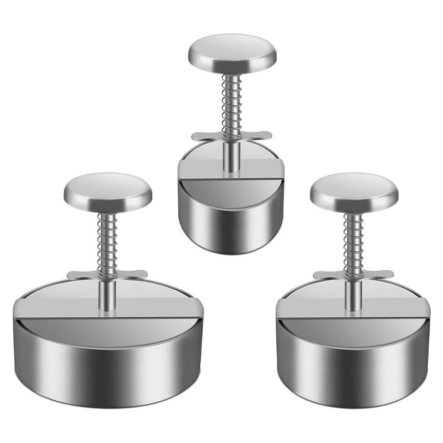 Prensa de Hamburguesas Ajustable Acero Inoxidable 3 Piezas