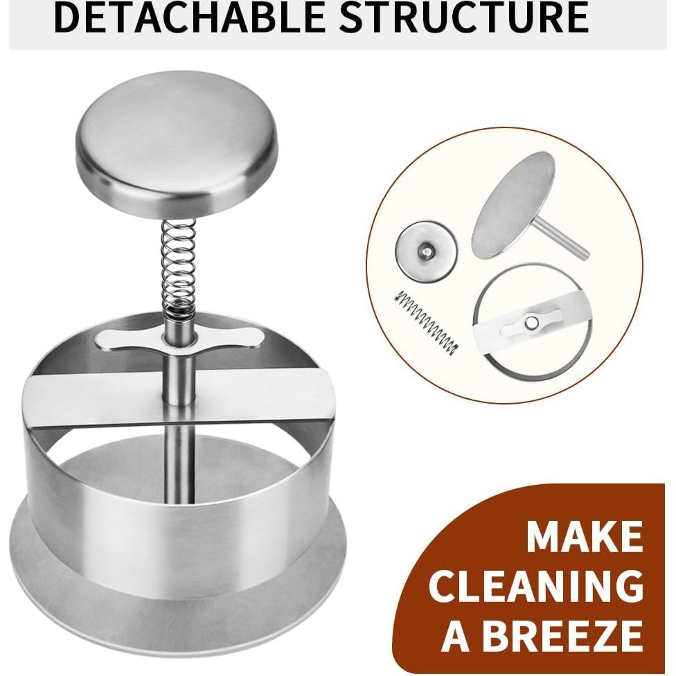 Prensa de Hamburguesas Ajustable Acero Inoxidable 3 Piezas