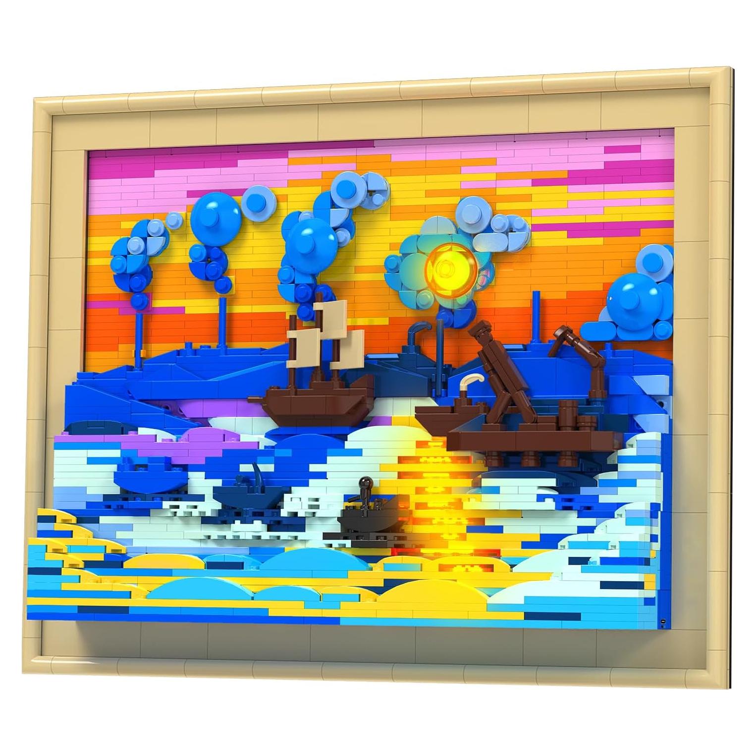 Conjunto de Bloques de Construcción 3D Amanecer Brihappen 1514 Pcs