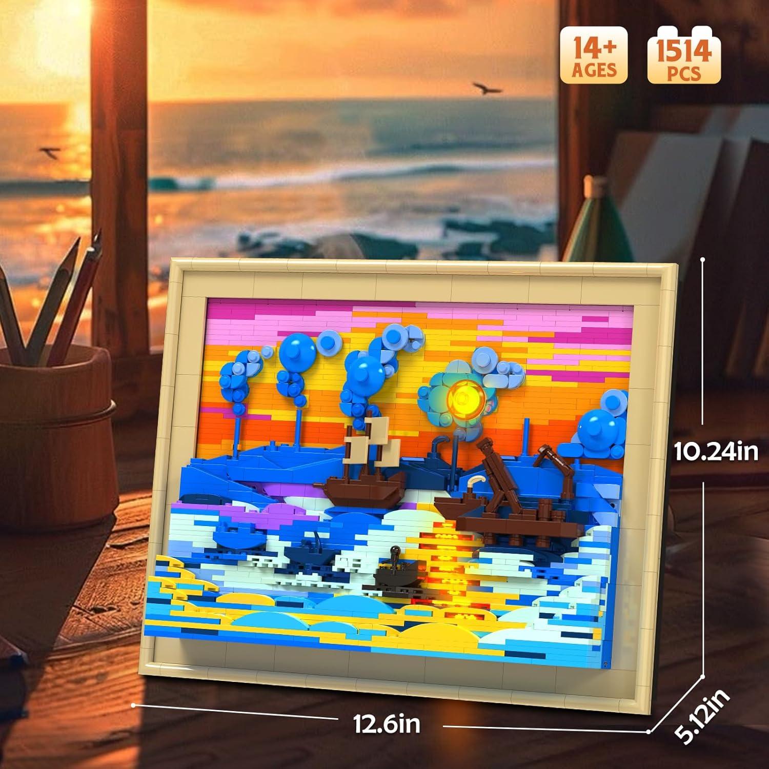 Conjunto de Bloques de Construcción 3D Amanecer Brihappen 1514 Pcs