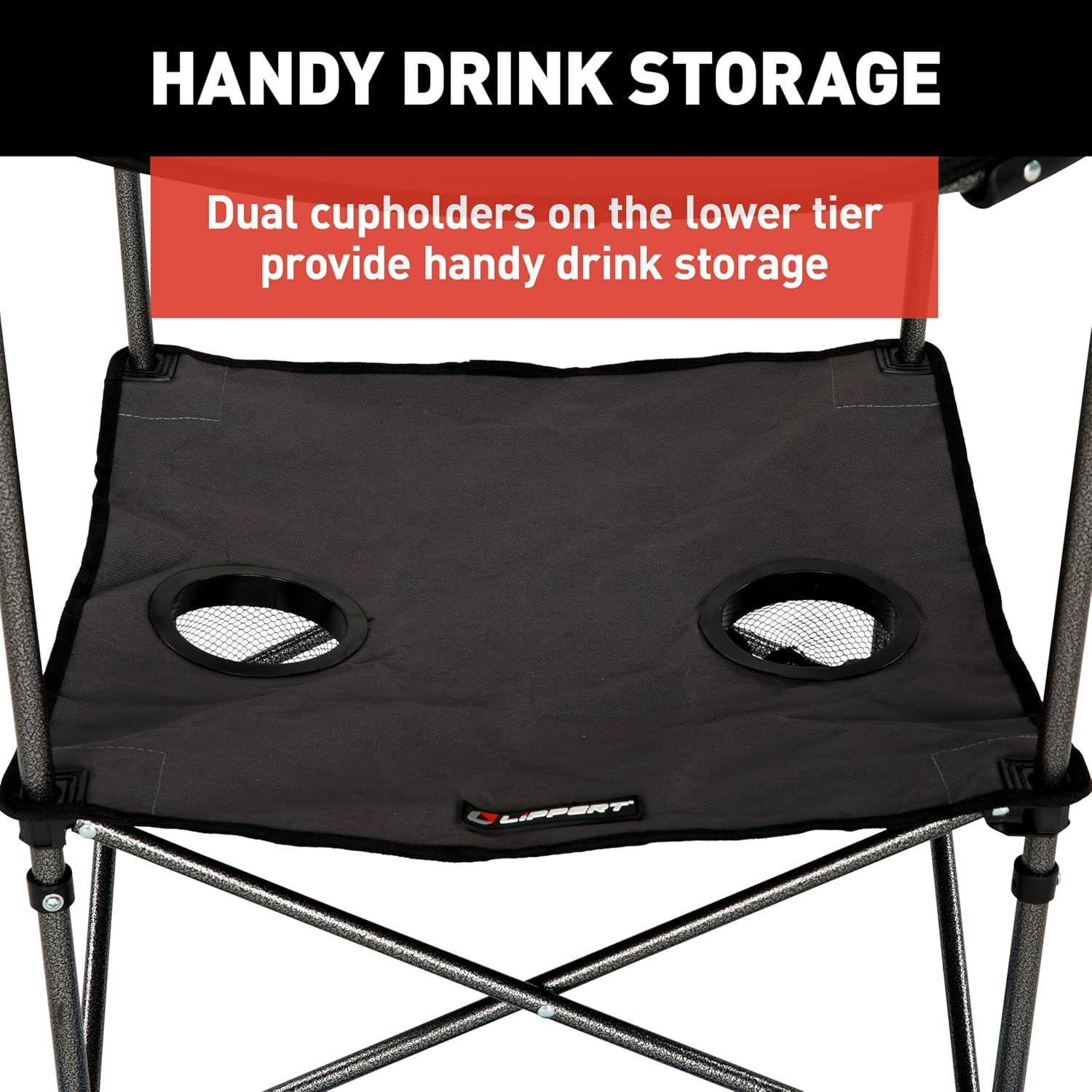 Mesa de Camping Plegable Lippert 2 Niveles Gris Oscuro