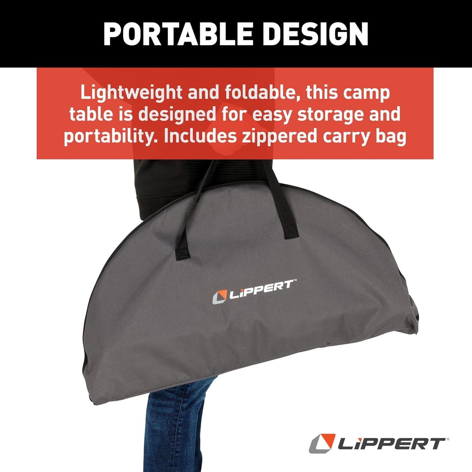 Mesa de Camping Plegable Lippert 2 Niveles Gris Oscuro