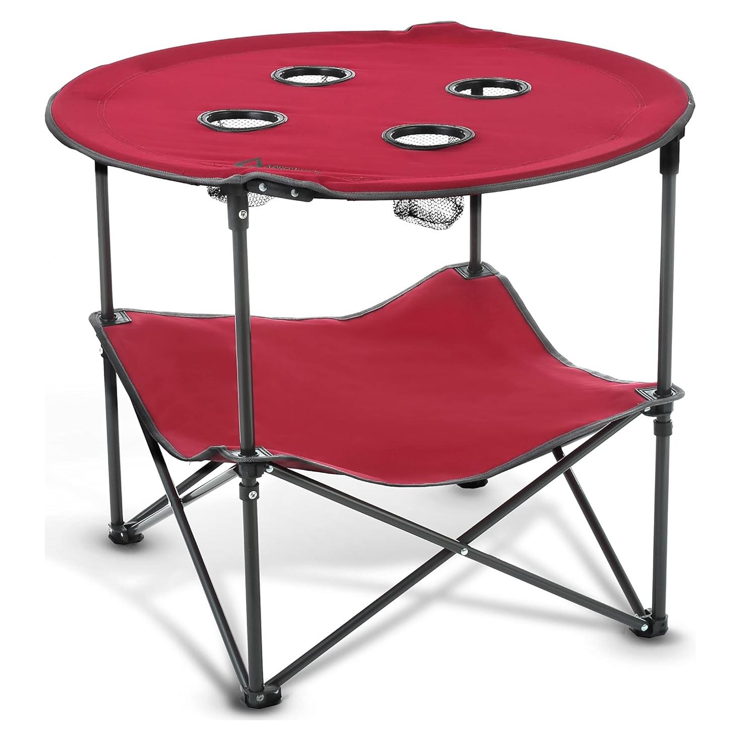 Mesa Plegable Circular ARROWHEAD 71cm 4 Soportes Tazas