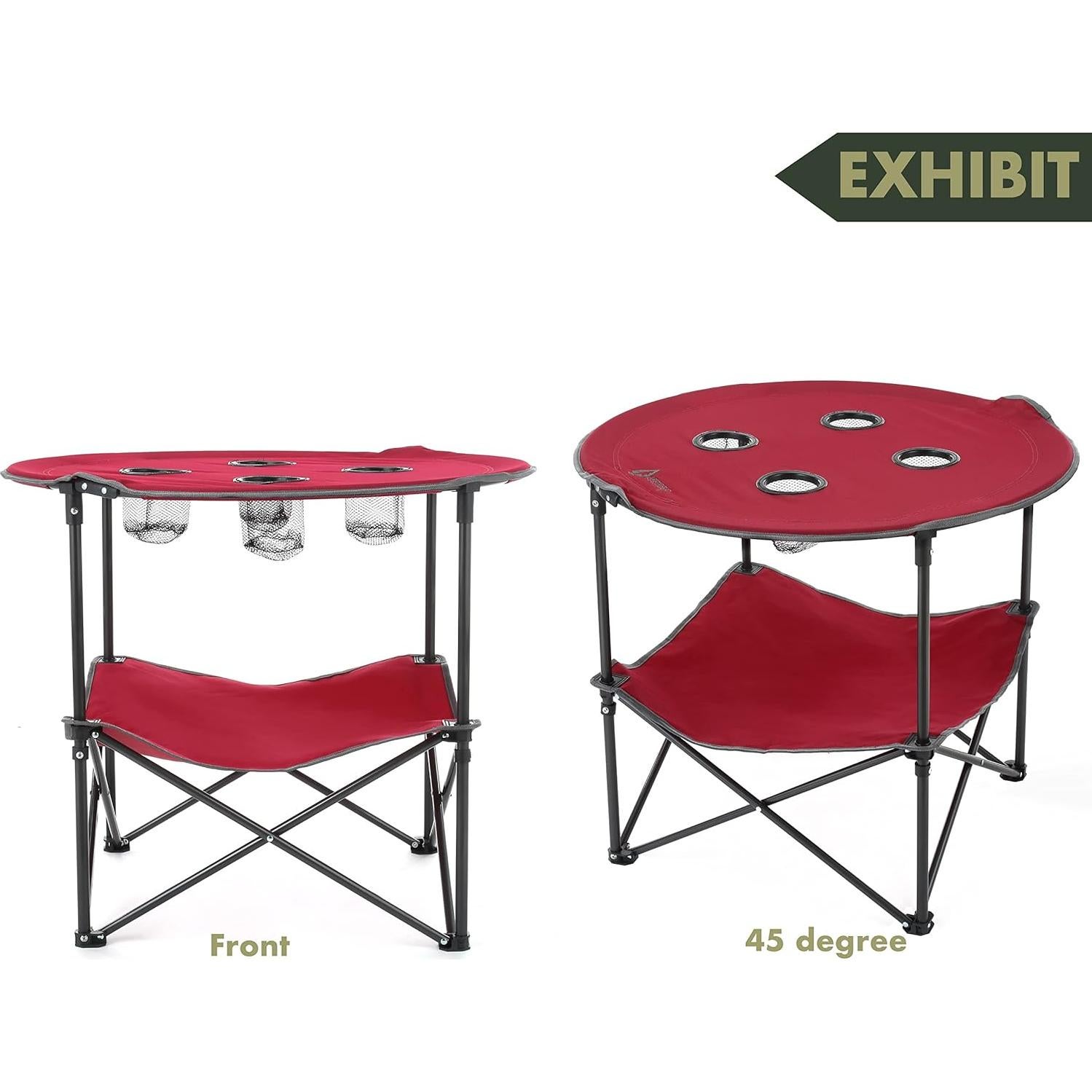 Mesa Plegable Circular ARROWHEAD 71cm 4 Soportes Tazas